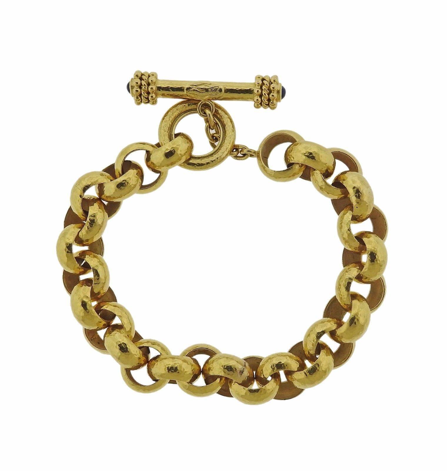 Women's Elizabeth Locke Sapphire Gold Toggle Link Bracelet