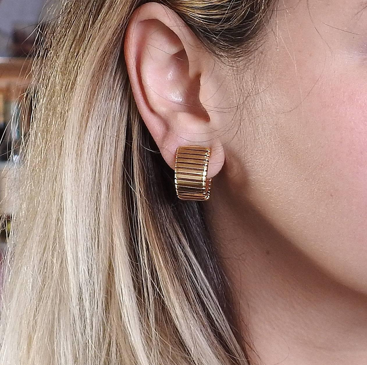 Women's Bulgari Tubogas Gold Half Hoop Earrings