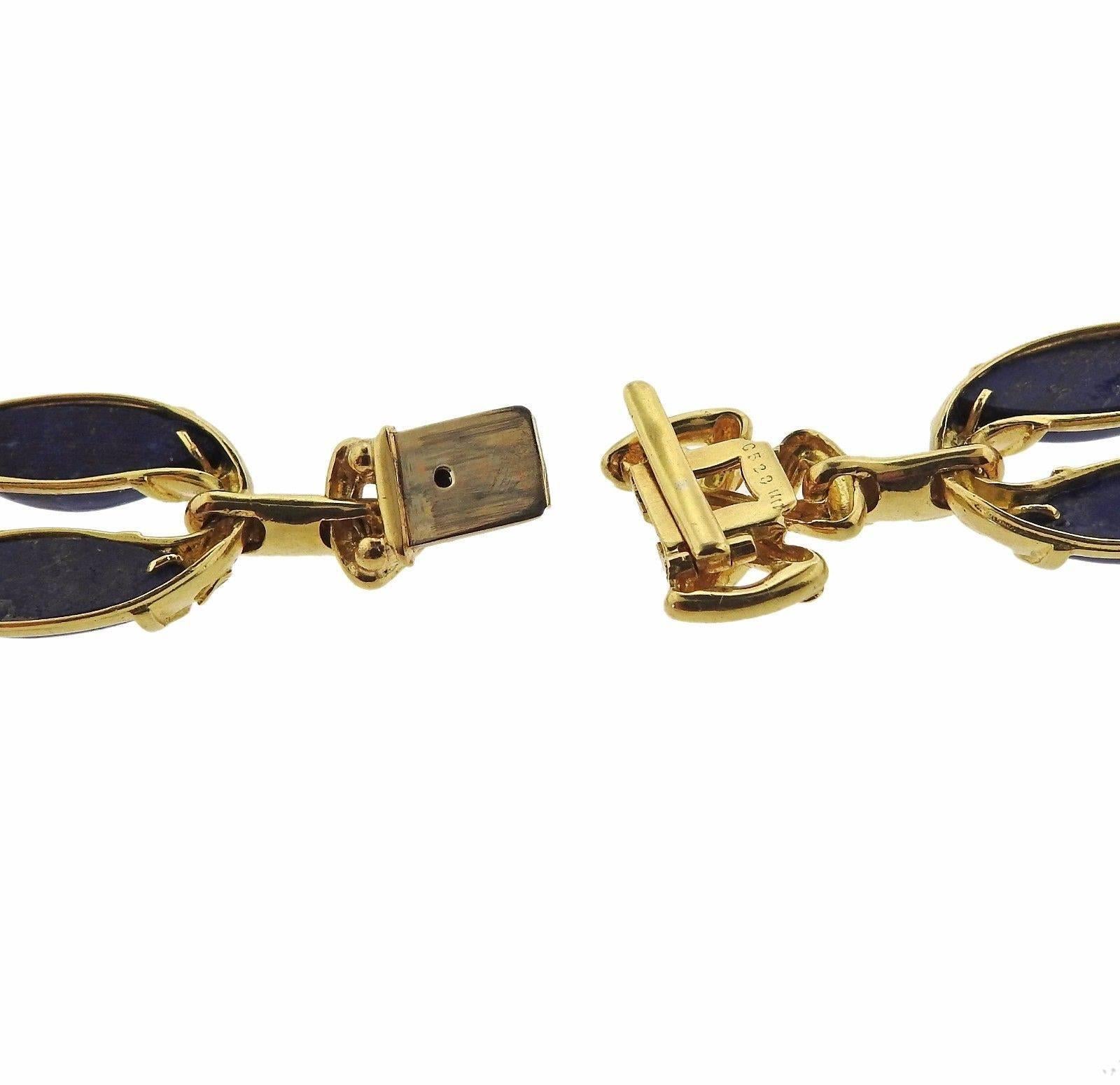 1980s Neiman Marcus Lapis Diamond Gold Pendant Necklace In Excellent Condition In Lambertville, NJ