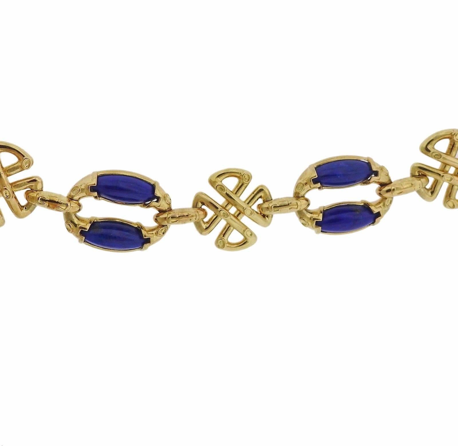 Women's 1980s Neiman Marcus Lapis Diamond Gold Pendant Necklace