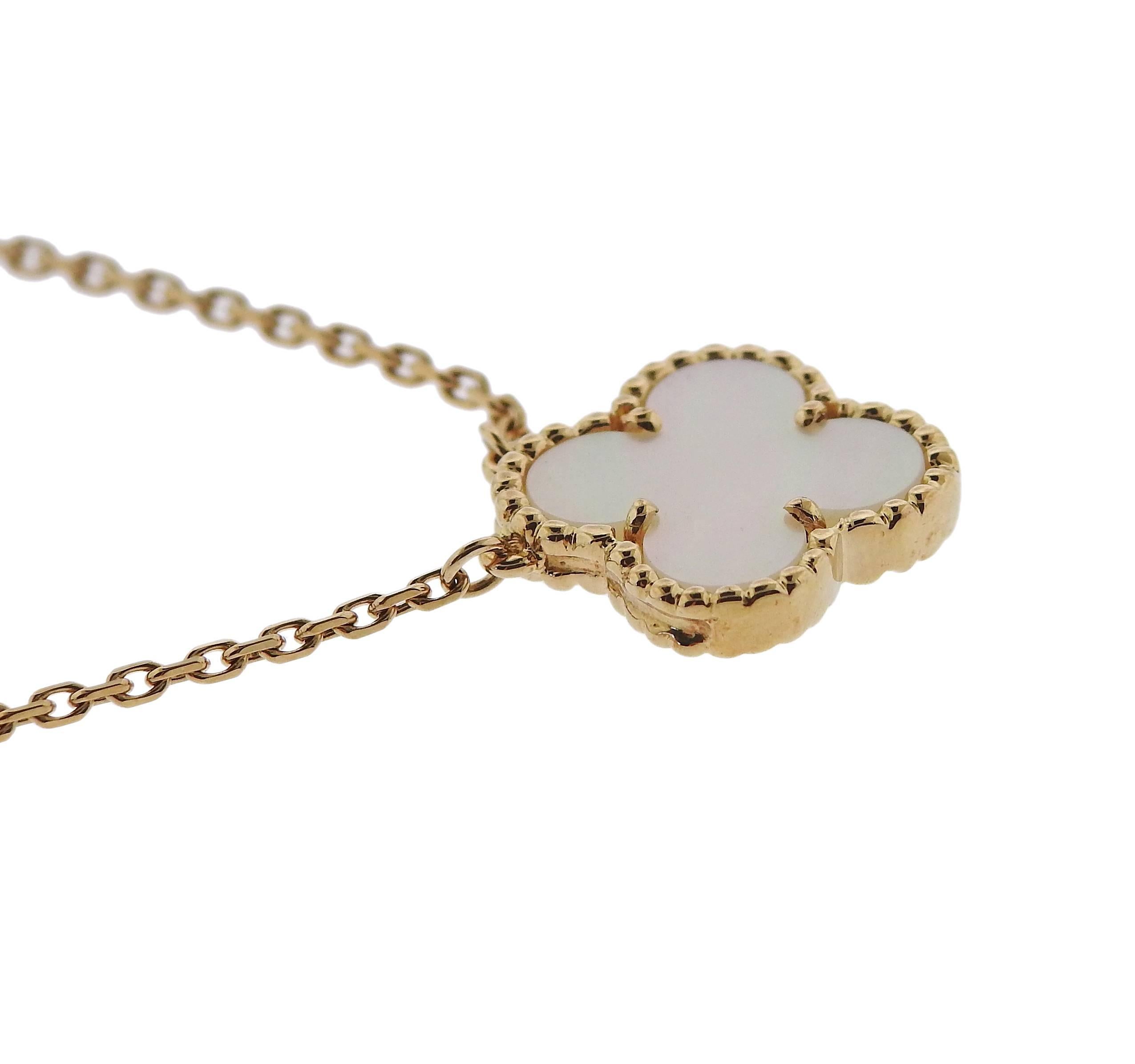 Women's Van Cleef & Arpels Vintage Alhambra Mother-of-Pearl Gold Pendant Necklace