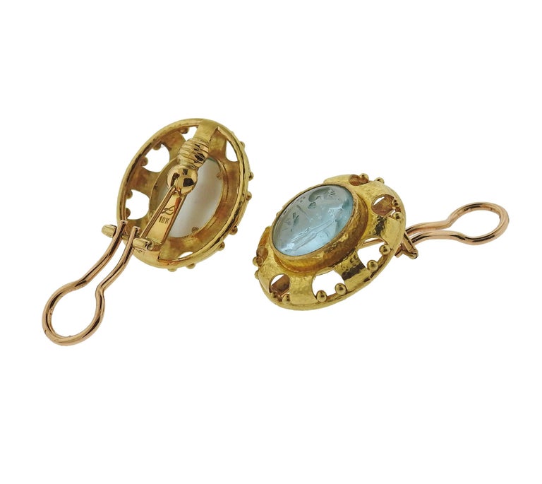 Women's or Men's Elizabeth Locke Venetian Glass Gold Earrings