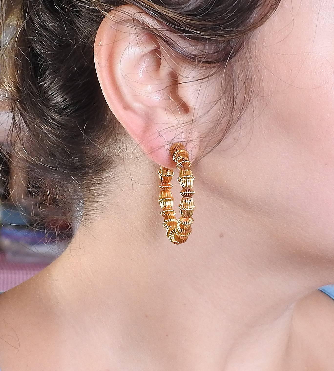 Women's Lalaounis Greece Gold Hoop Earrings