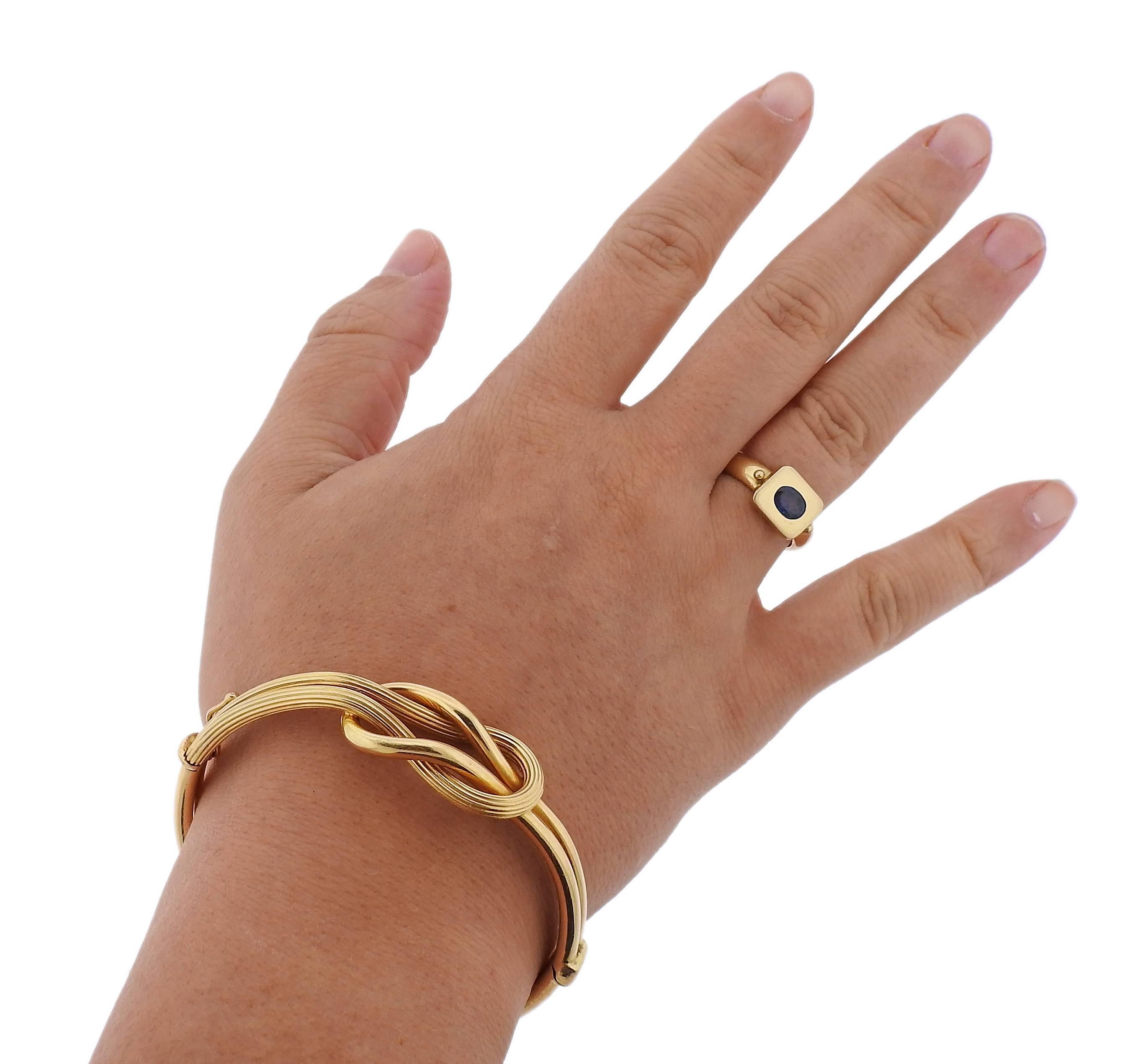 Lalaounis Greece Gold Hercules Knot Bangle Bracelet In Excellent Condition In Lambertville, NJ