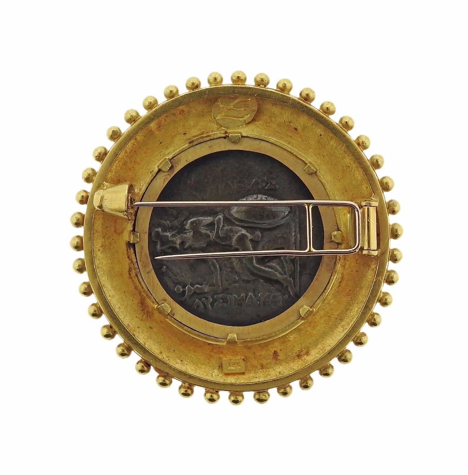 Women's Elizabeth Locke Ancient Coin Gold Brooch Pin