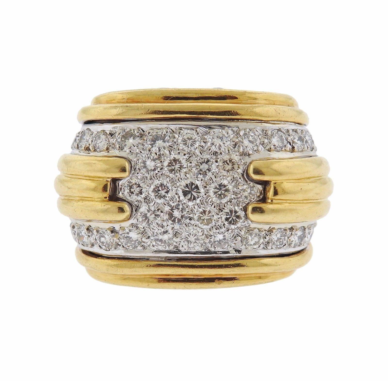  Diamond Pave Gold Cocktail Ring In Excellent Condition In Lambertville, NJ