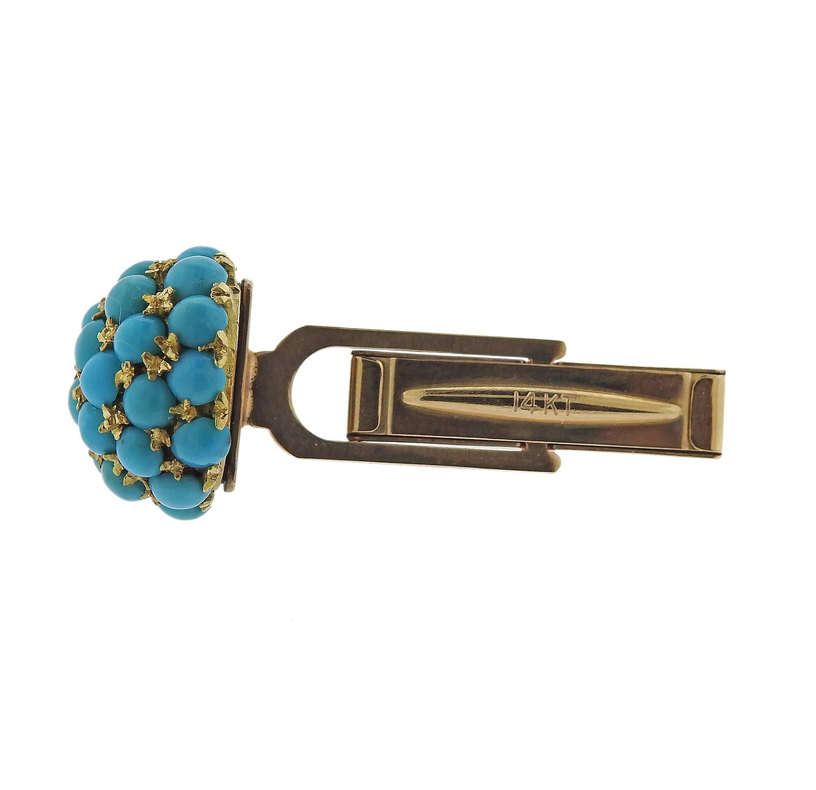 1960s Turquoise Gold Cufflinks 1