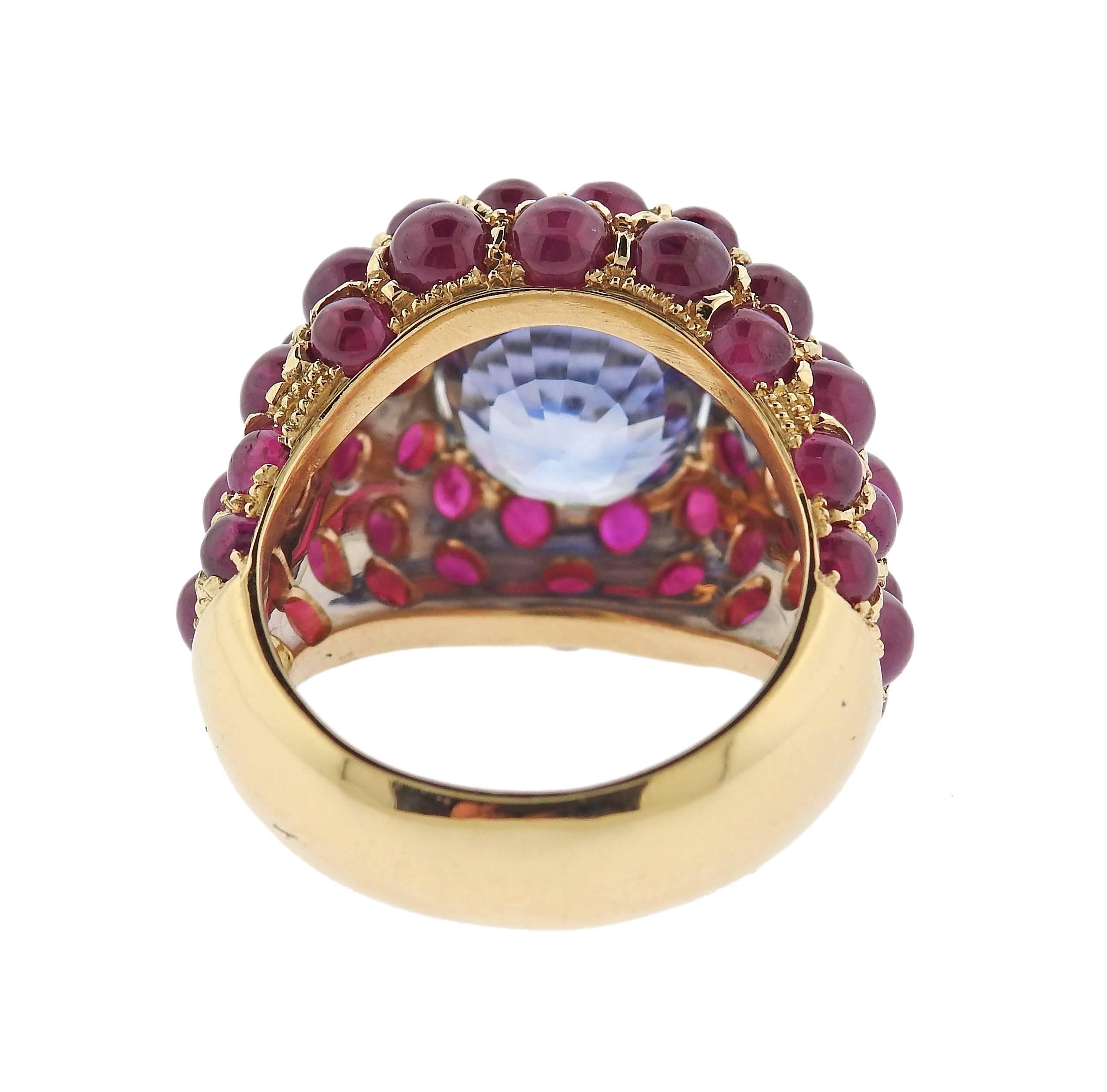 Verdura Sapphire Ruby Gold Ring at 1stDibs