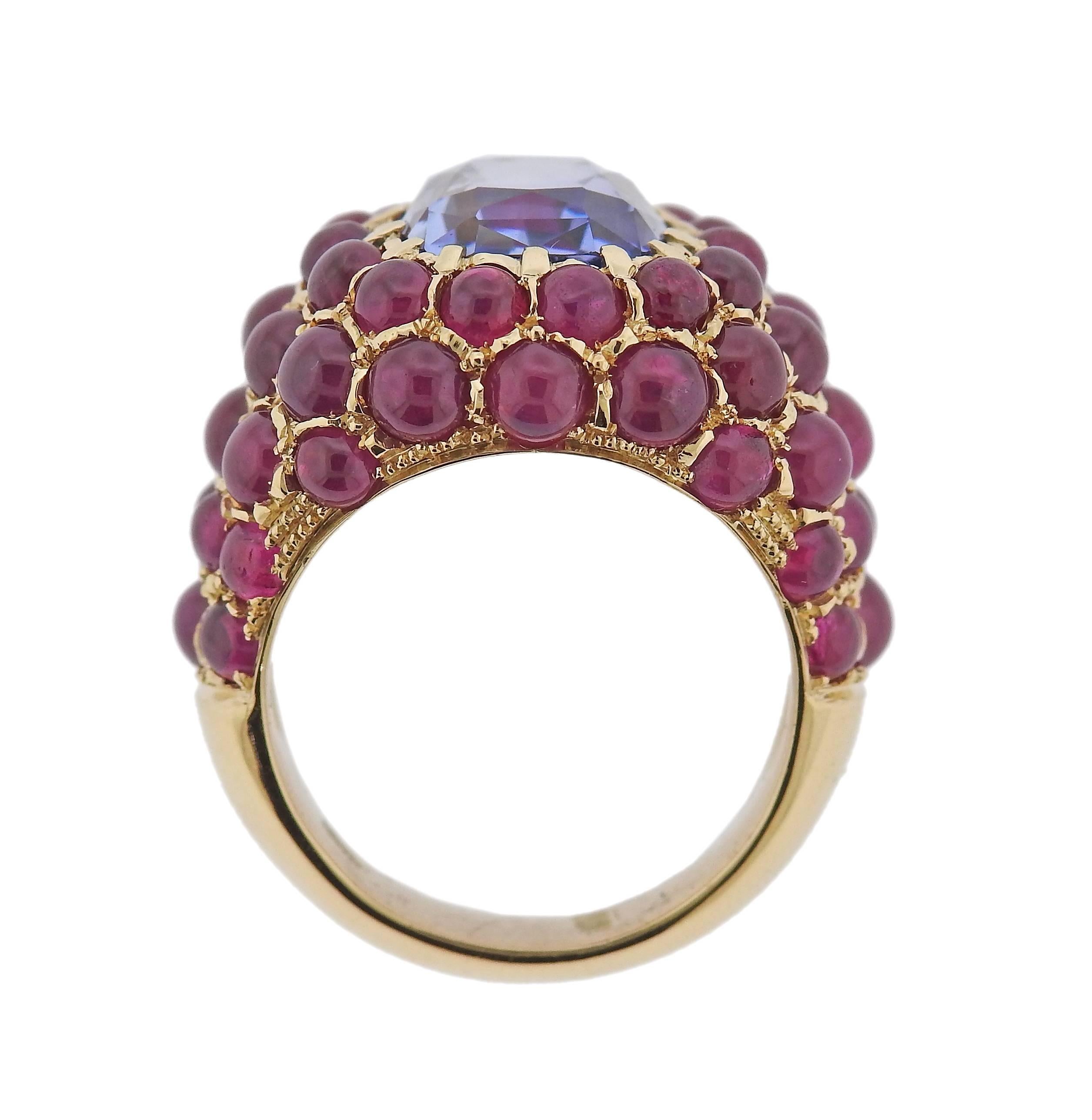 Verdura Sapphire Ruby Gold Ring 1