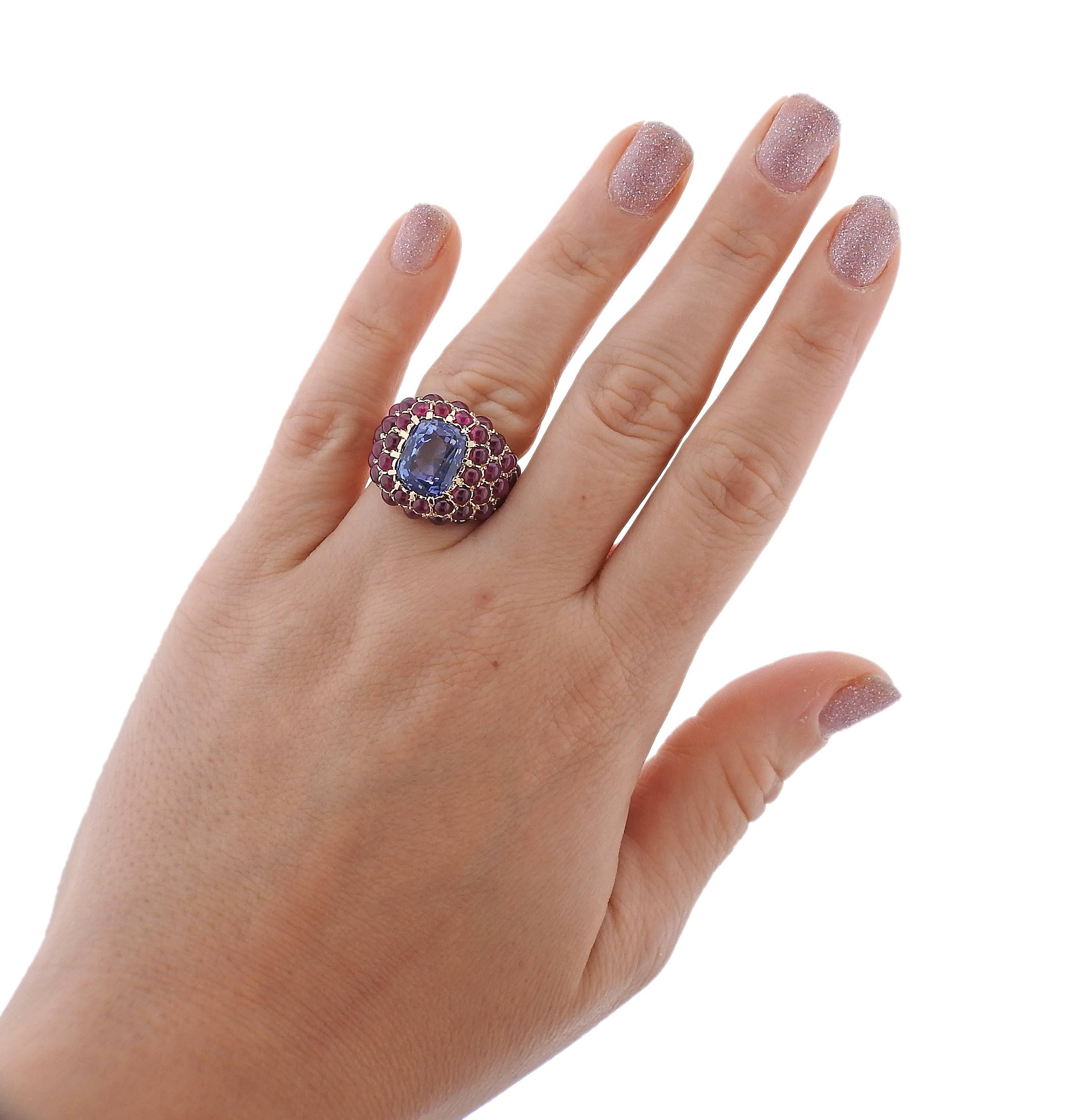 Verdura Sapphire Ruby Gold Ring 3