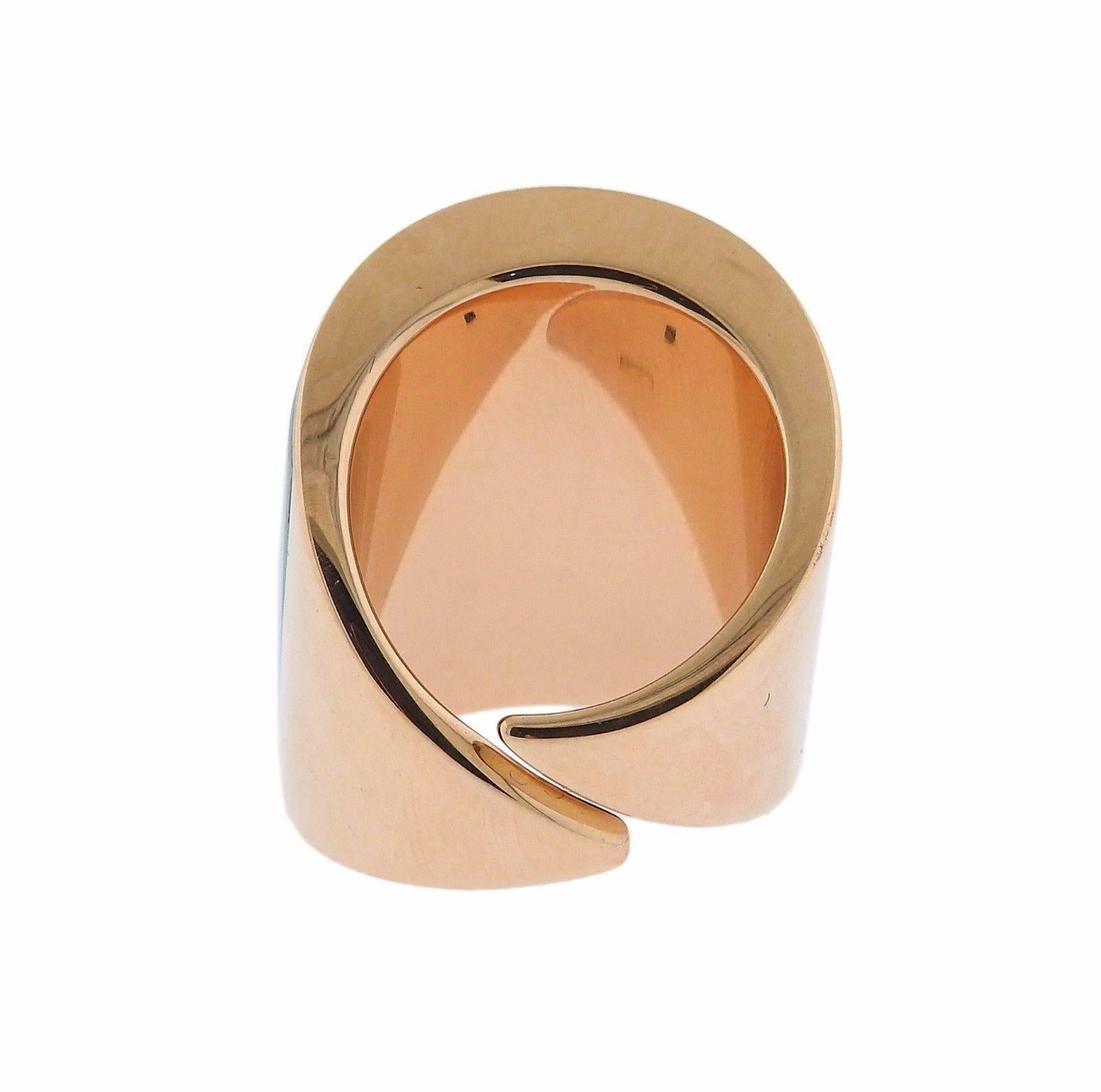 Women's Vhernier Camuration Turquoise Chalcedony Gold Ring