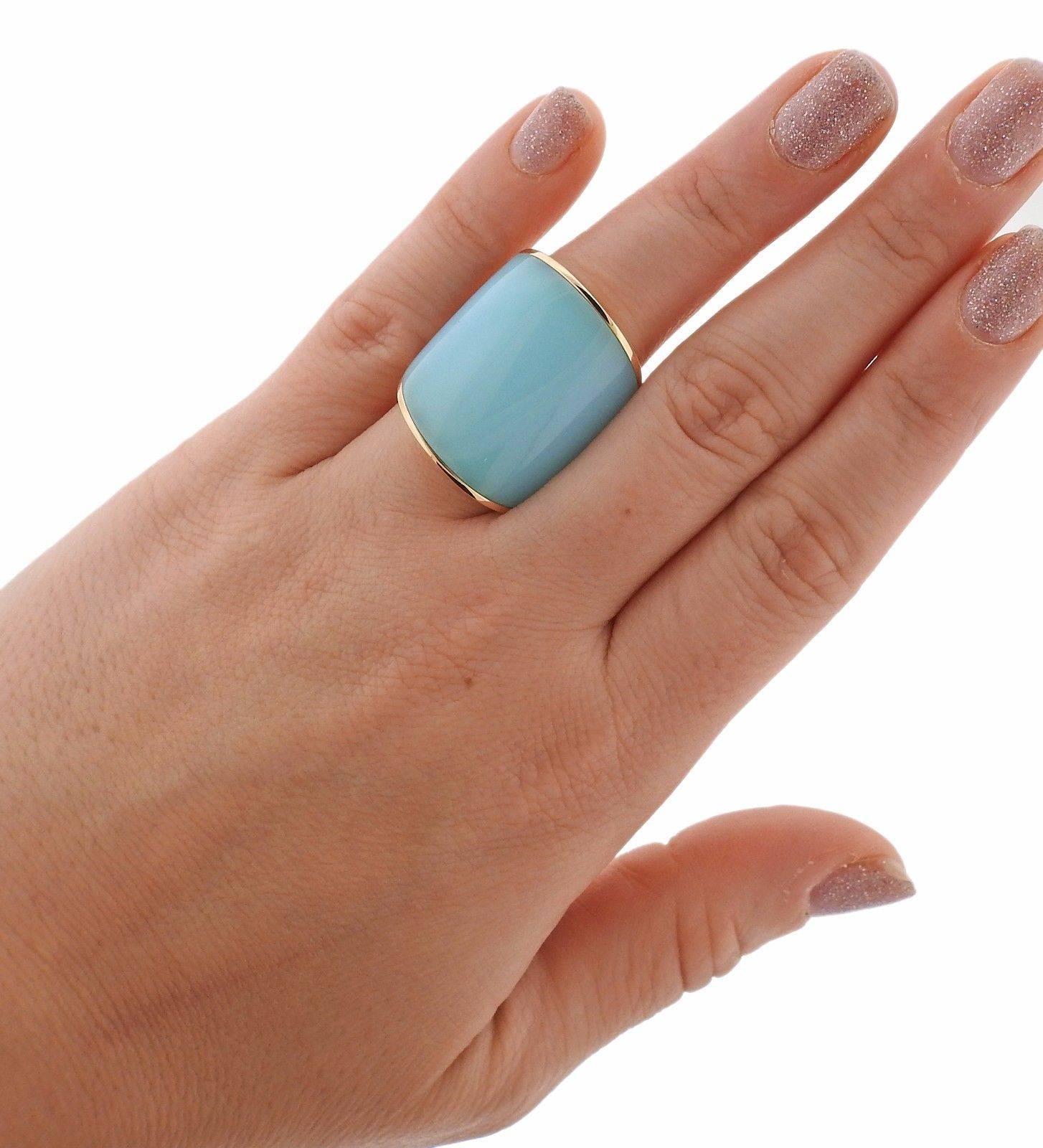 Vhernier Camuration Turquoise Chalcedony Gold Ring 1