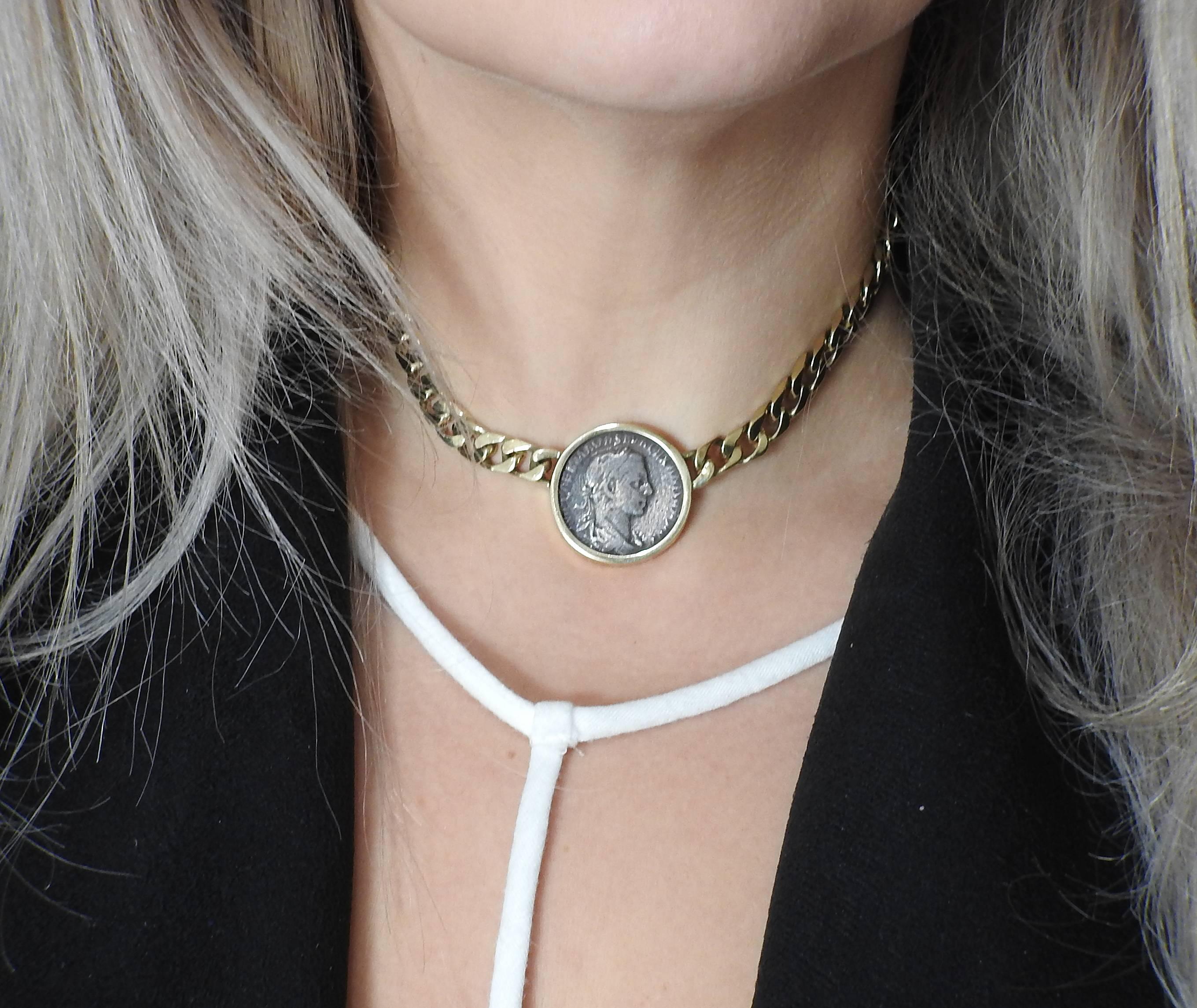 Women's Ancient Coin Gold Pendant Necklace