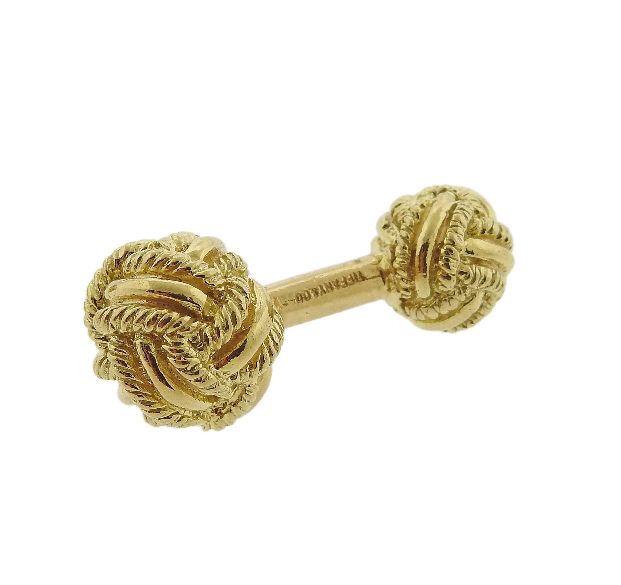 Tiffany & Co. Woven Knot Gold Cufflinks In Excellent Condition In Lambertville, NJ