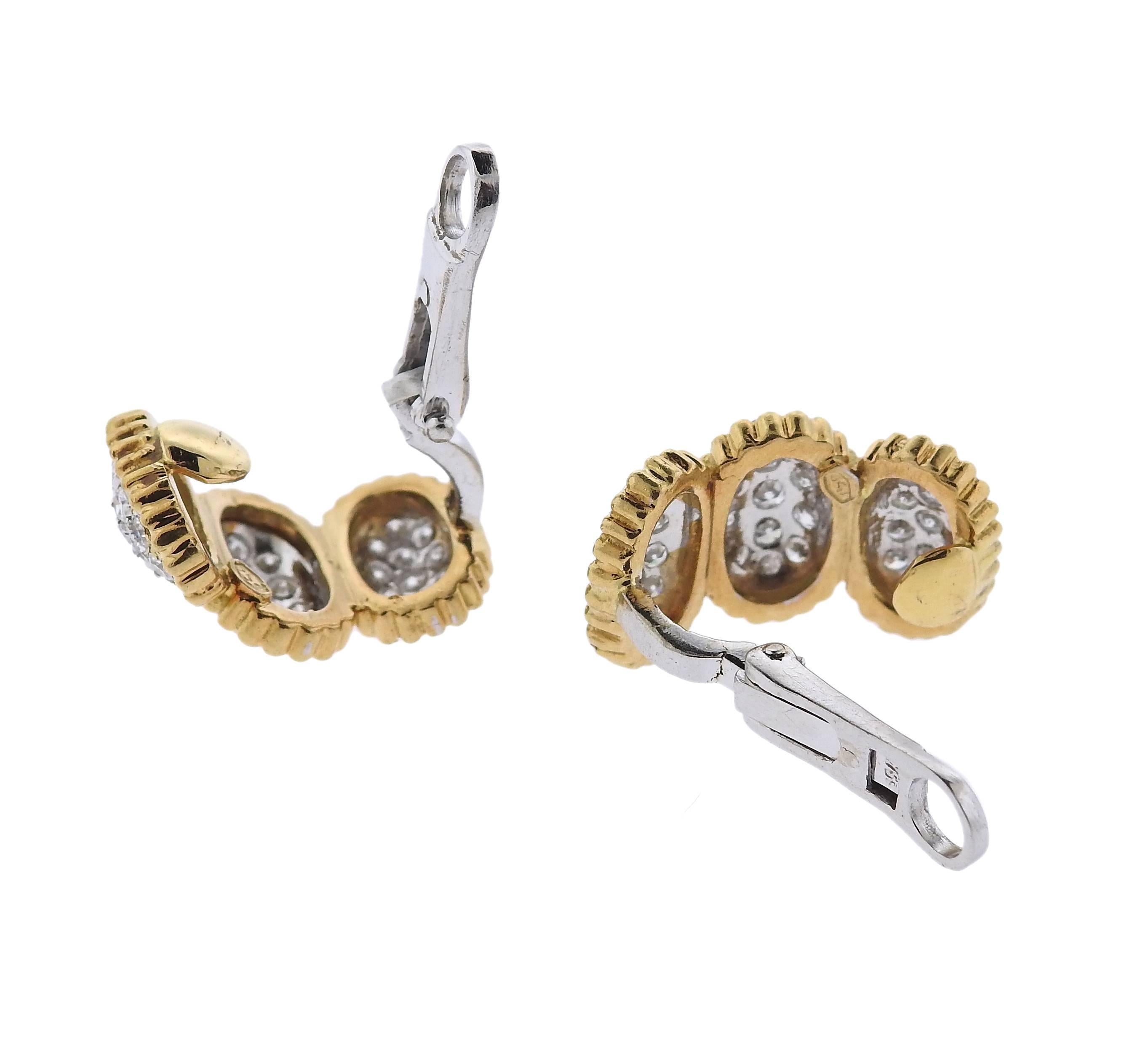 Women's 1970s Diamond Gold Earrings