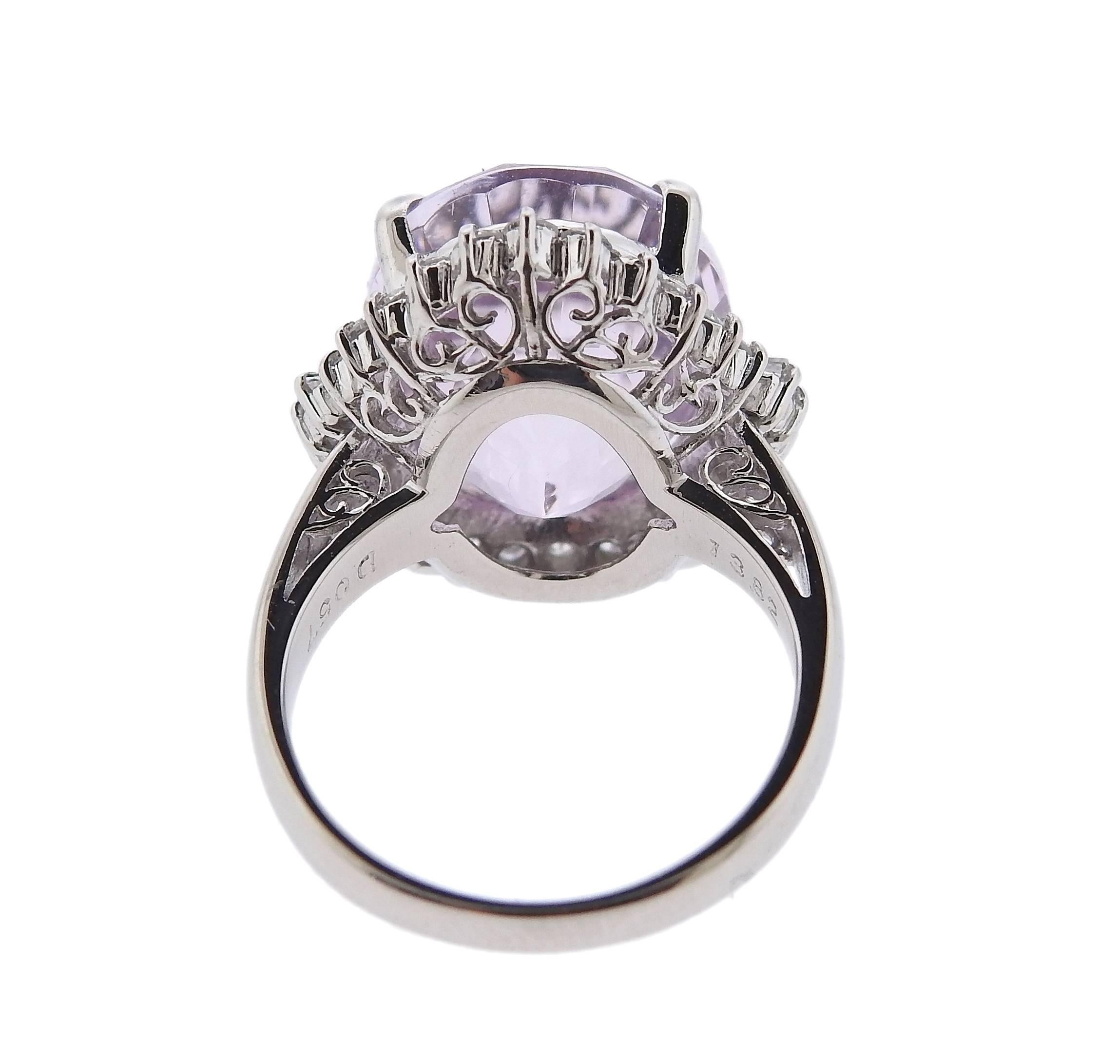 Women's Kunzite Diamond Platinum Ring