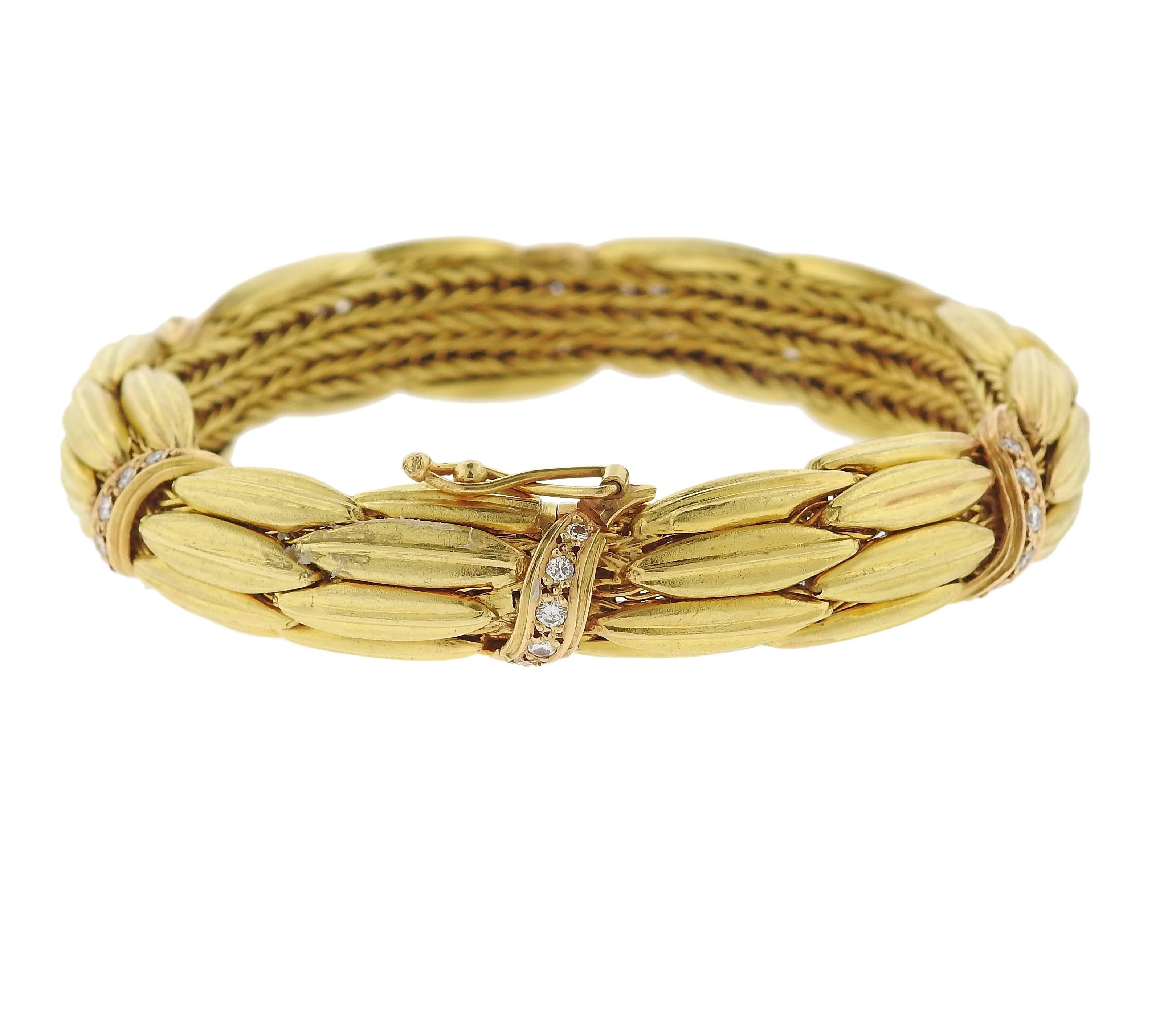 Lalaounis Greece Diamond Gold Bracelet In Excellent Condition In Lambertville, NJ