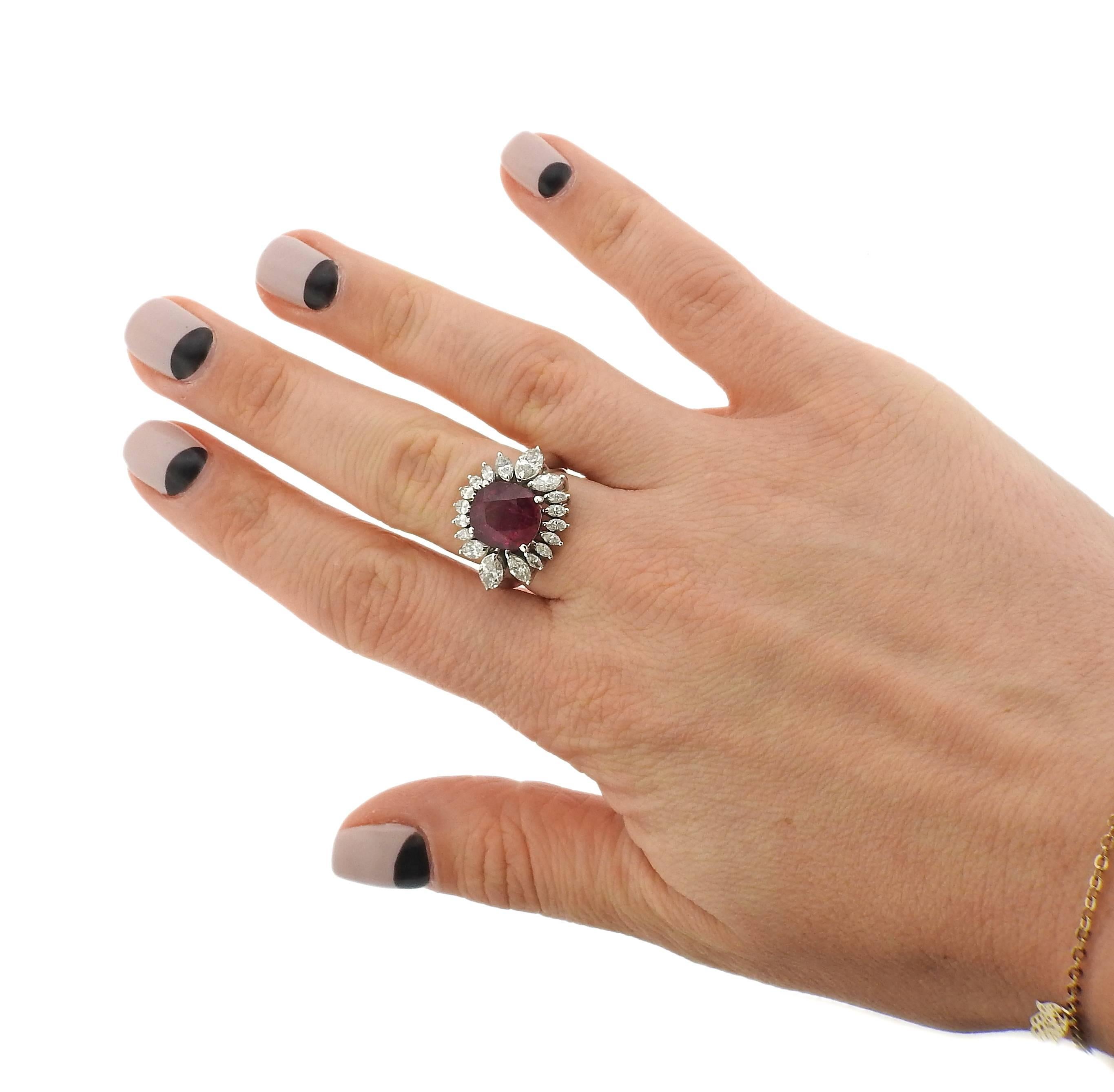 Women's Pink Tourmaline Diamond Gold Cocktail Ring