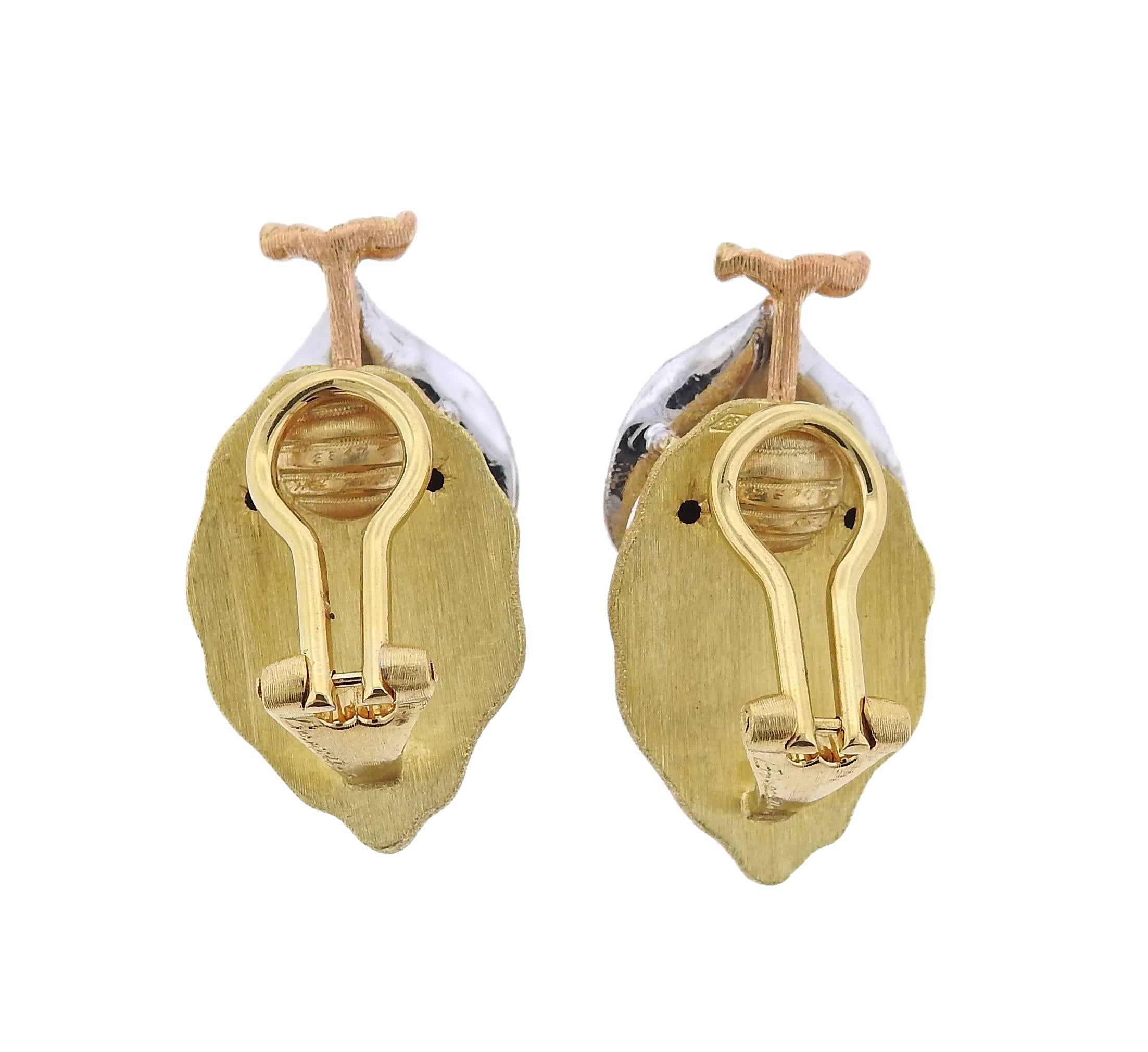 Buccellati Tri Color Gold Lemon Earrings In New Condition In Lambertville, NJ