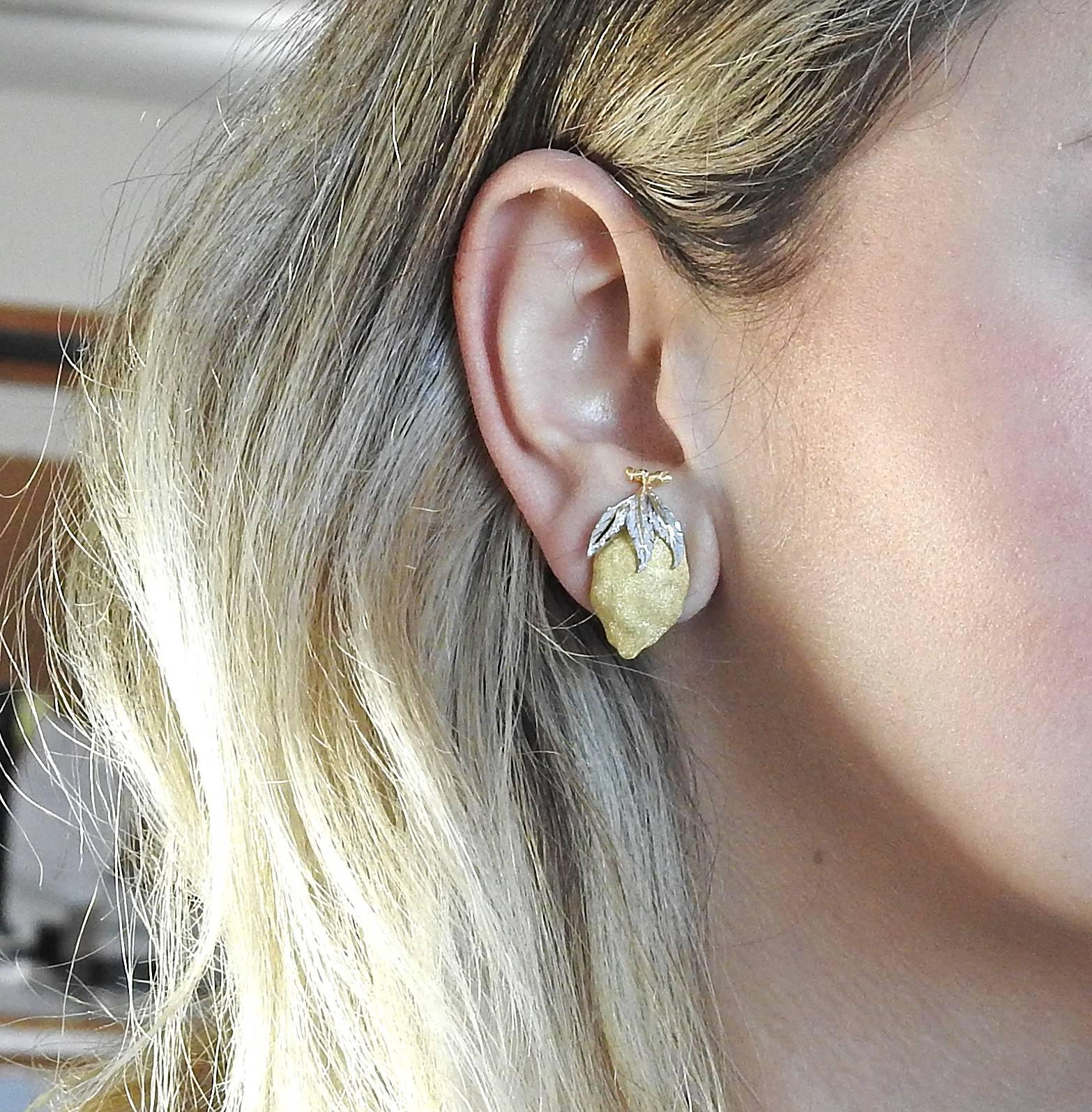 Buccellati Tri Color Gold Lemon Earrings 1