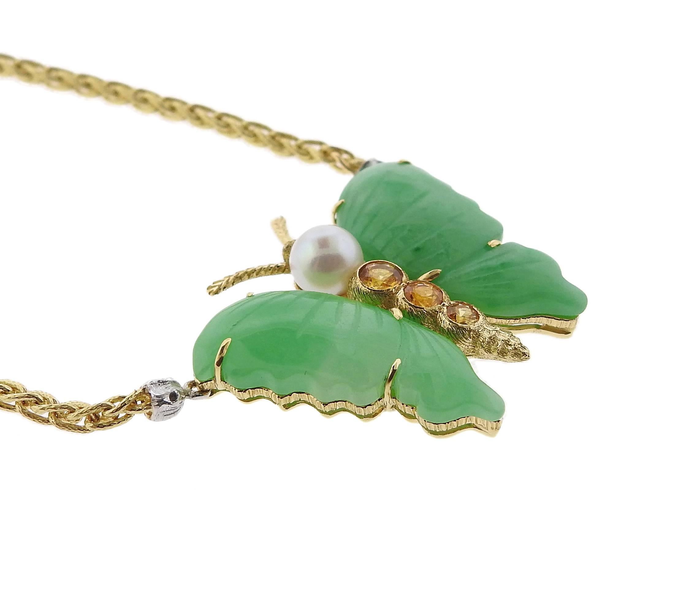 jade butterfly necklace gold