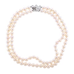 Buccellati Pearl Diamond Gold Double Strand Necklace