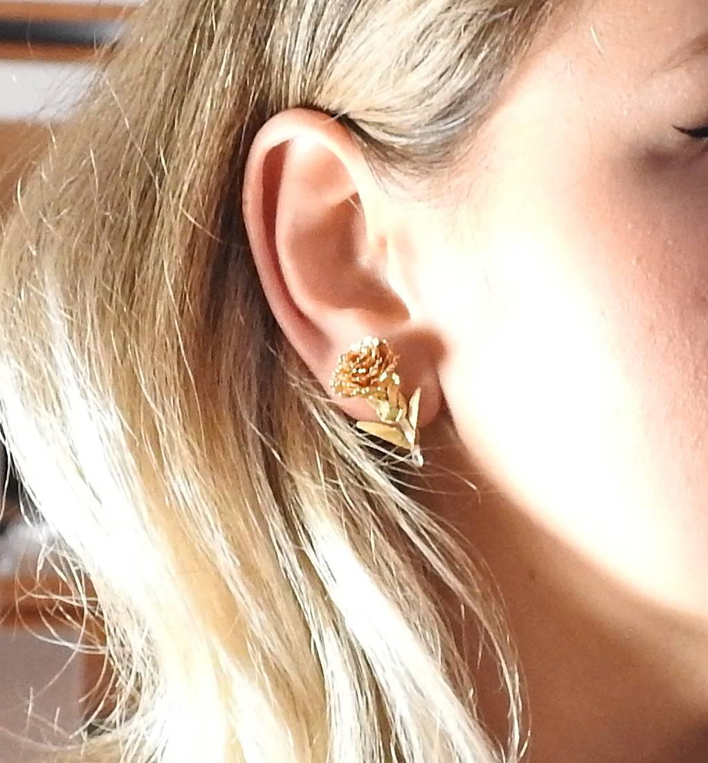 Women's Buccellati Tri Color Gold Fiori Earrings