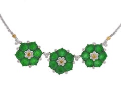 Buccellati Jade Diamond Gold Flower Necklace