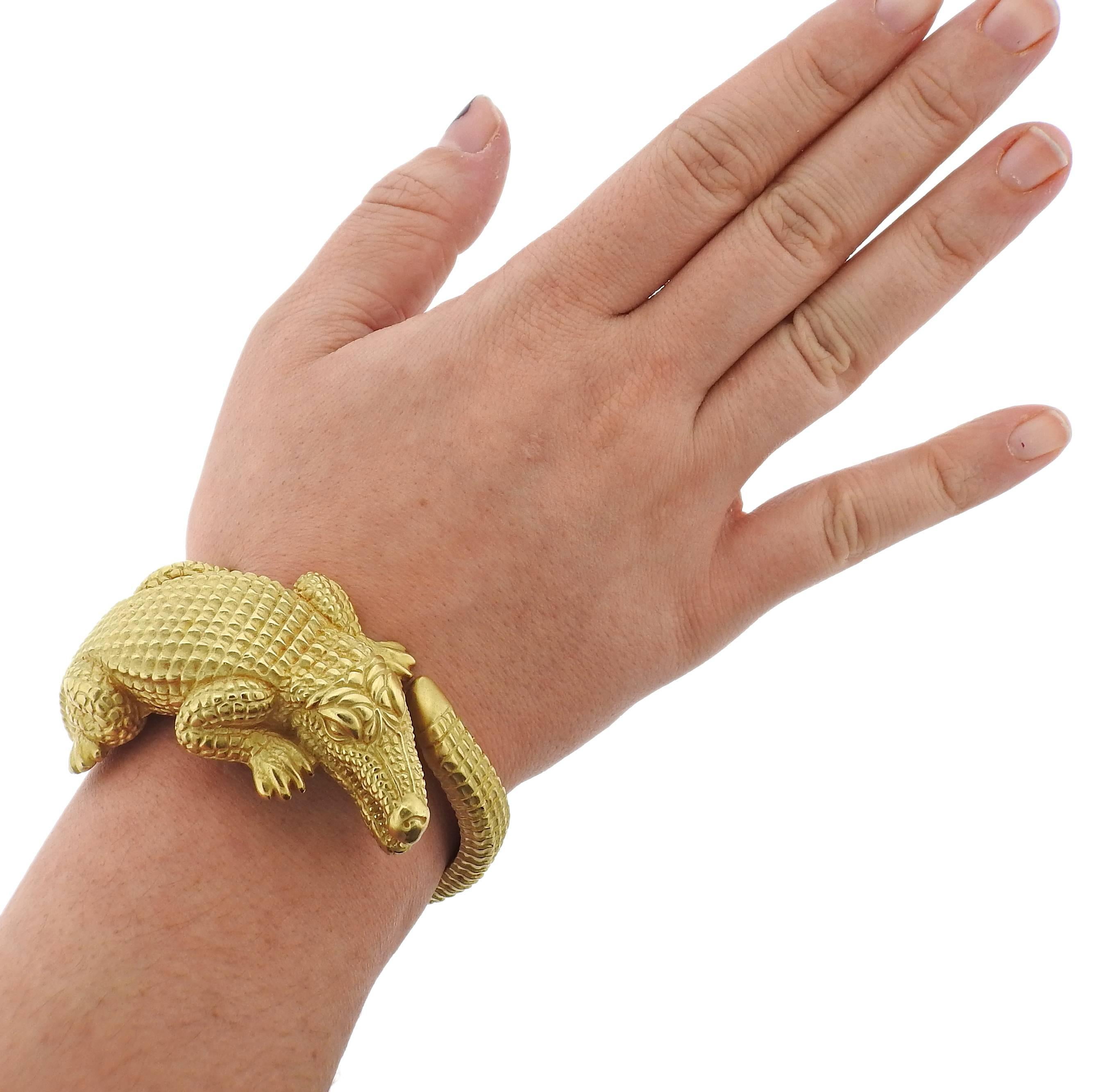 Kieselstein Cord Alligator Gold Bracelet 1