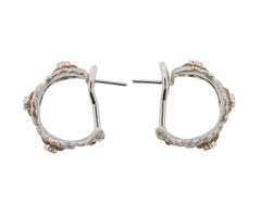 Buccellati Diamond Gold Flower Hoop Earrings