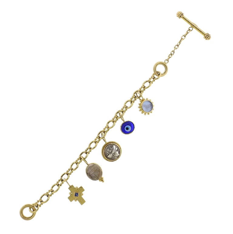 Elizabeth Locke Gold Charm Bracelet For Sale at 1stDibs