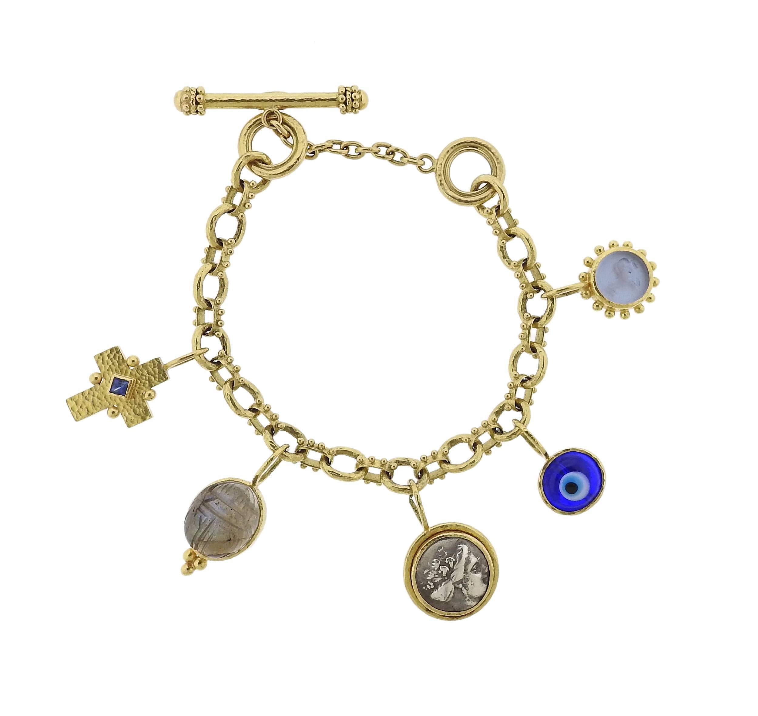 Women's Elizabeth Locke Gold Charm Bracelet For Sale