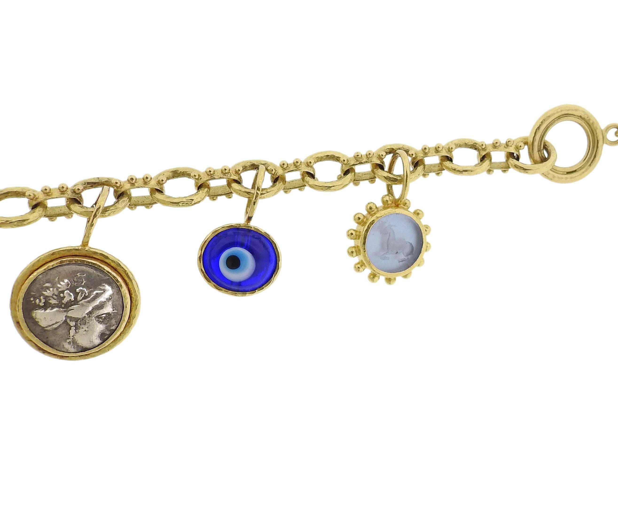 Elizabeth Locke Gold Charm Bracelet In Excellent Condition For Sale In Lambertville, NJ