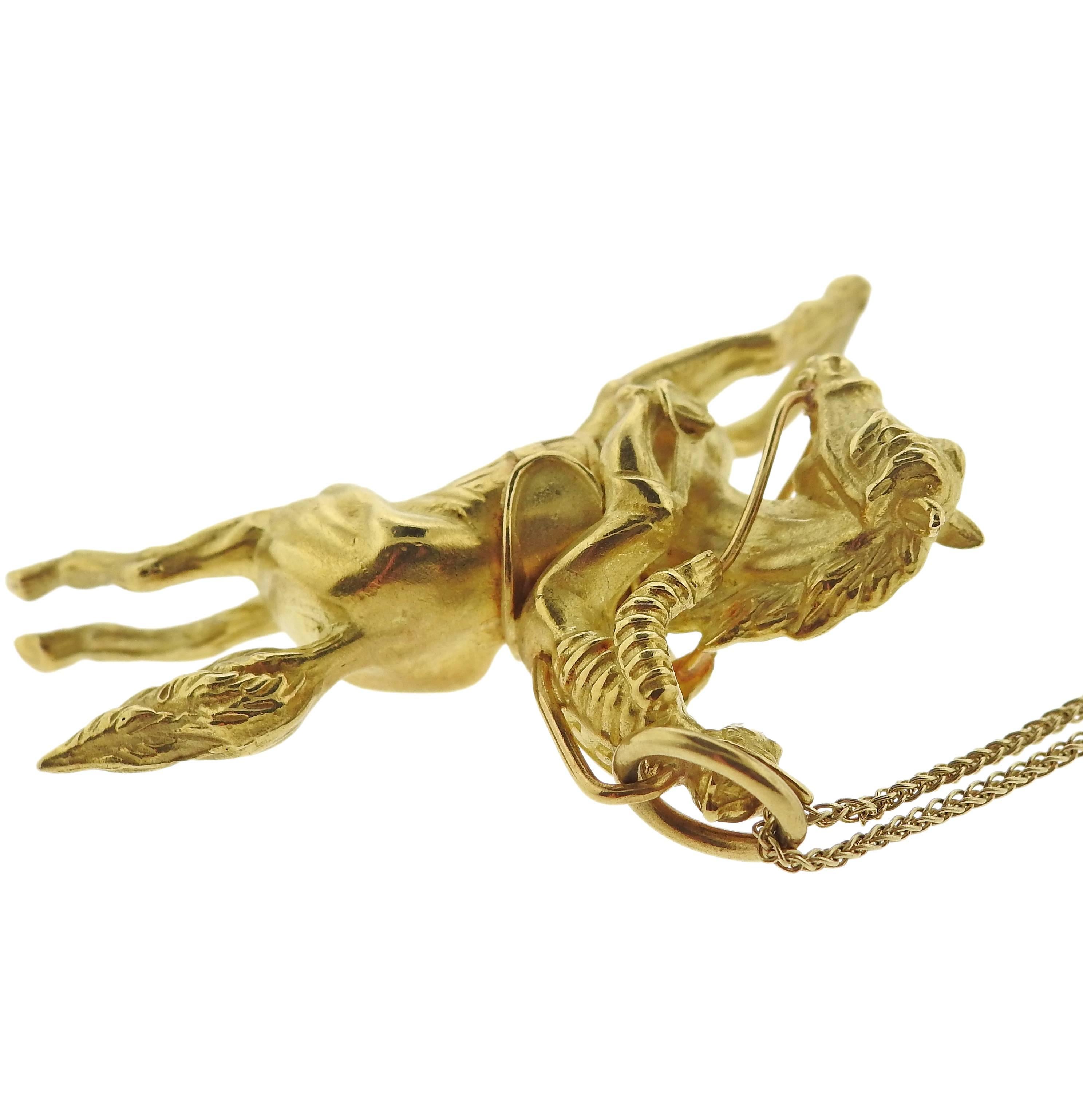 Adria de Haume Gold Jockey Pendant Necklace 2