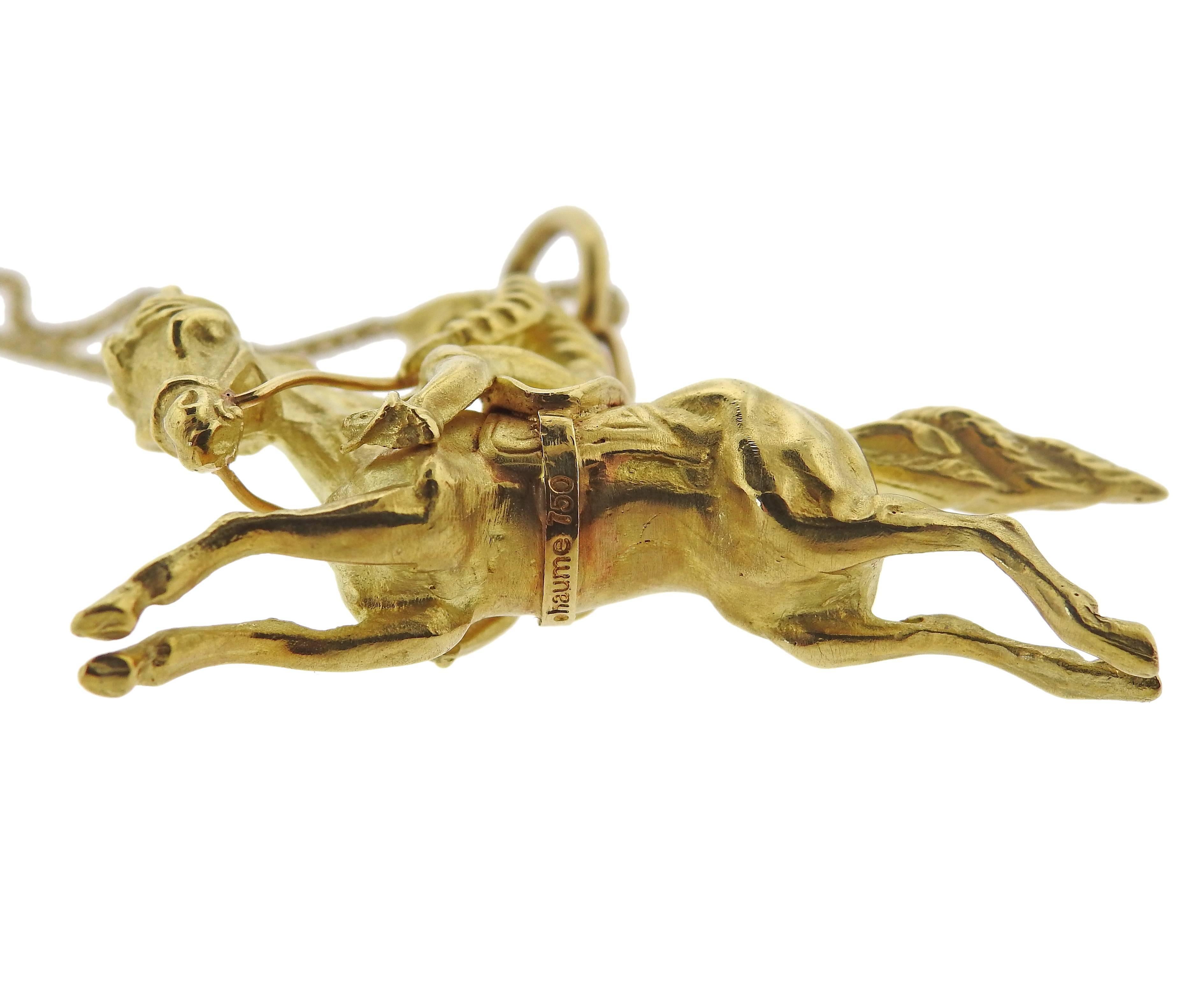 Adria de Haume Gold Jockey Pendant Necklace 1