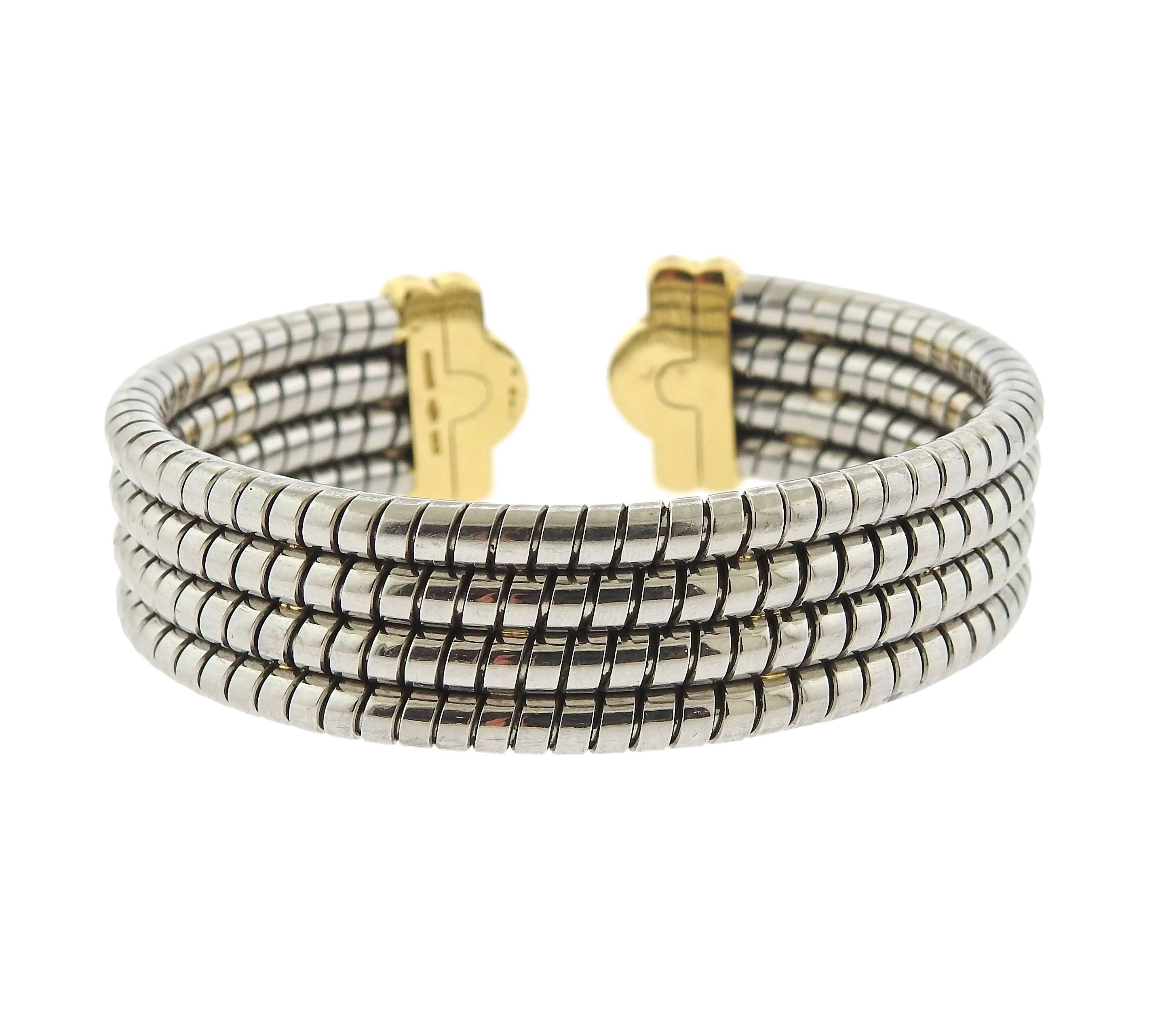 Women's Bulgari Parentesi Gold and Steel Cuff Bracelet