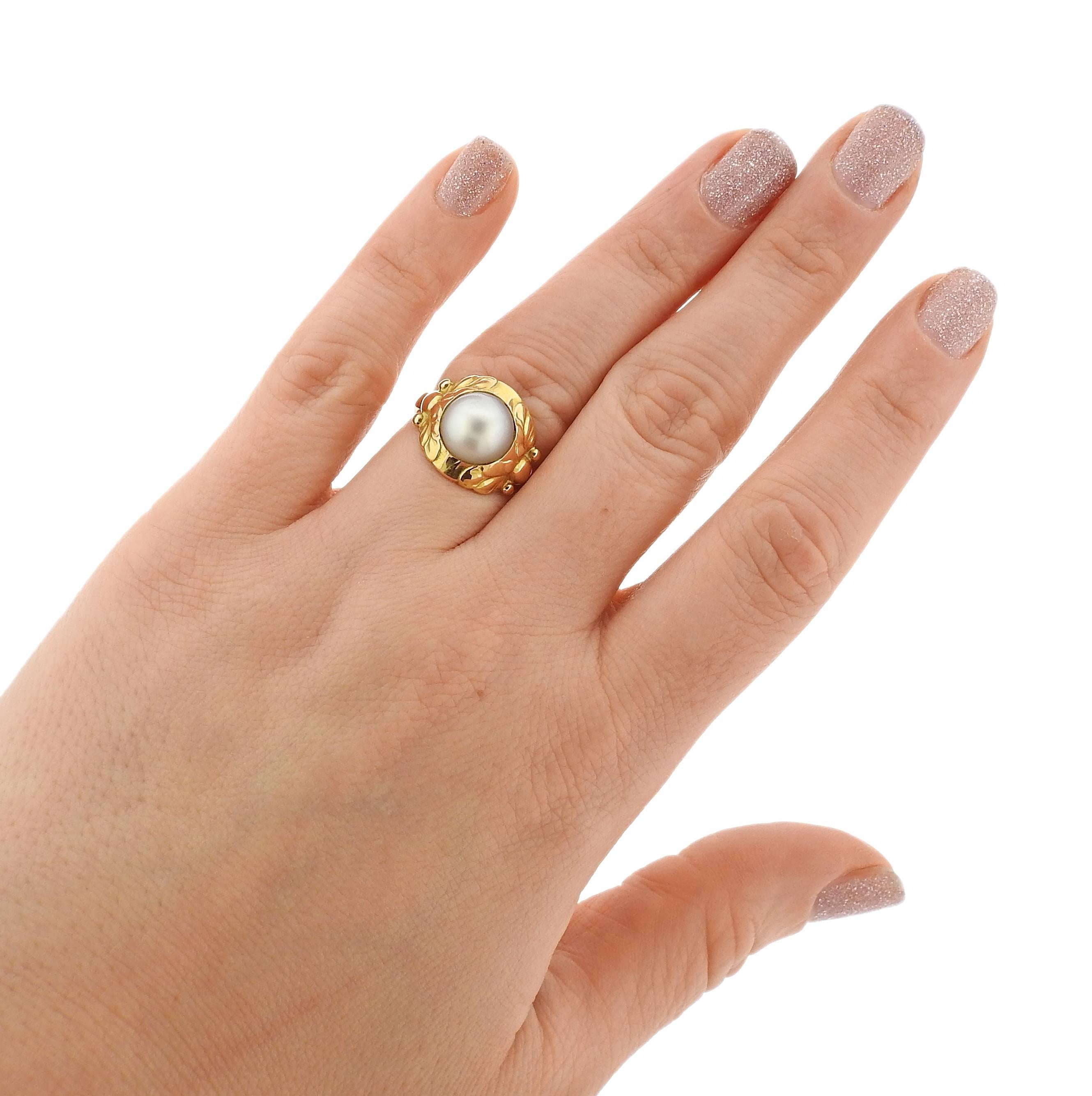 Women's Georg Jensen Pearl Gold Ring