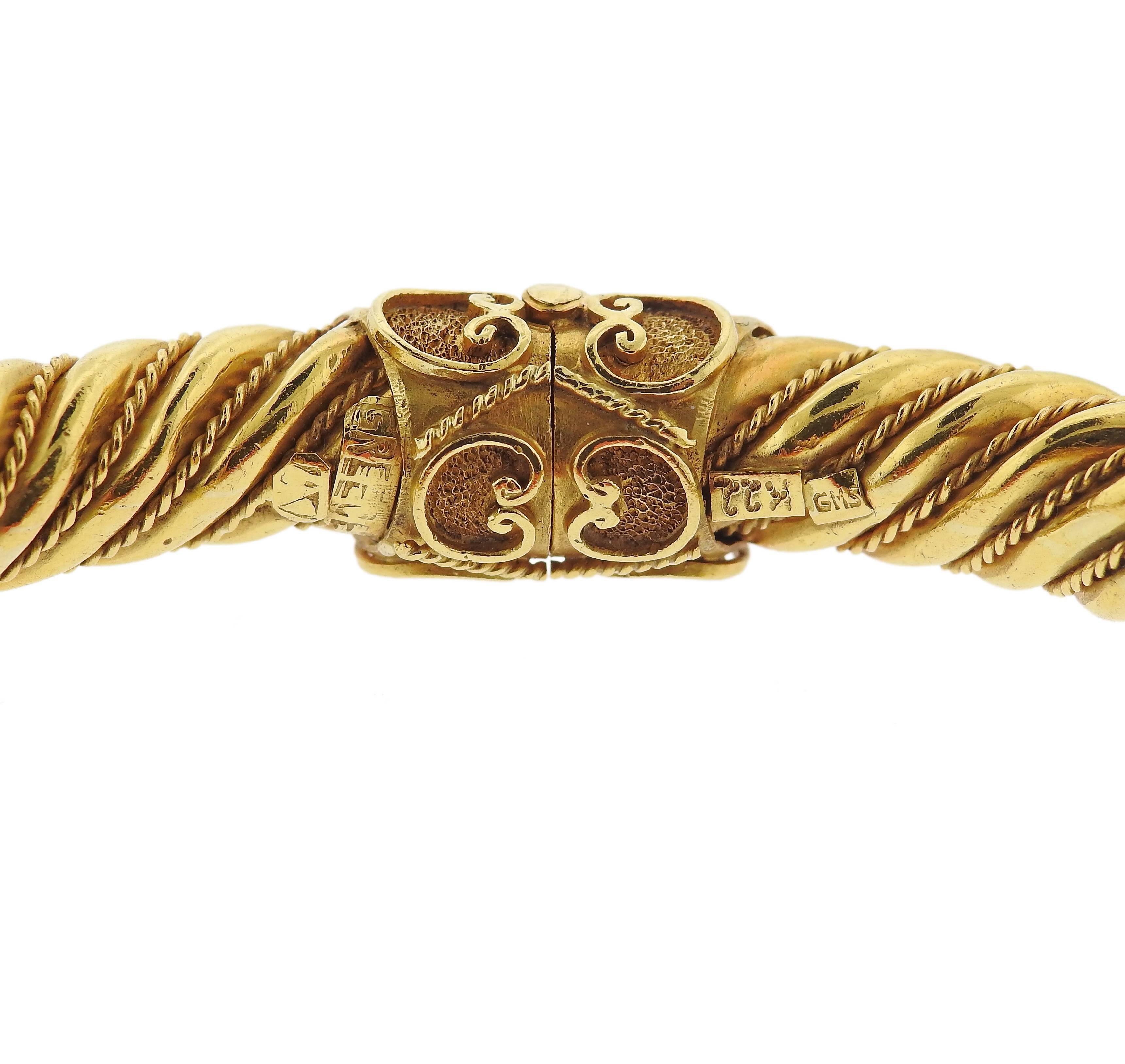 Women's Greek Carved Coral Diamond Gold Lion Bangle Bracelet 