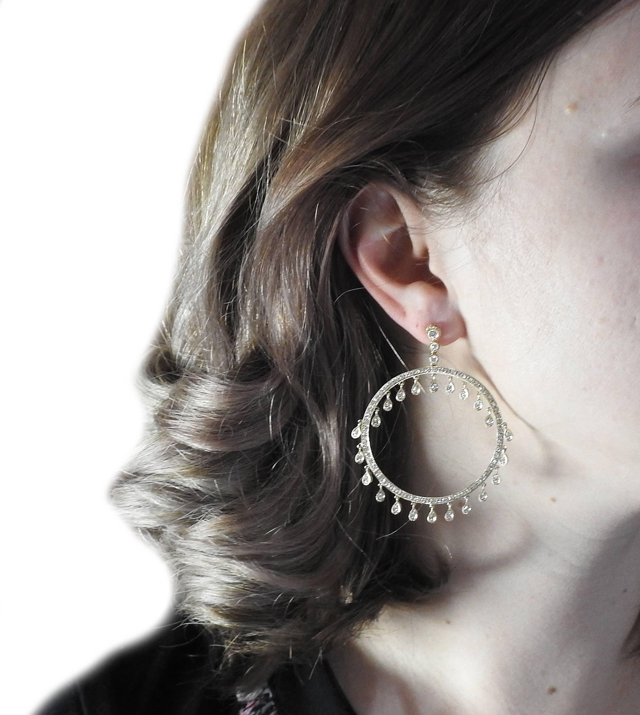 Women's Diamond Gold Circle Earrings