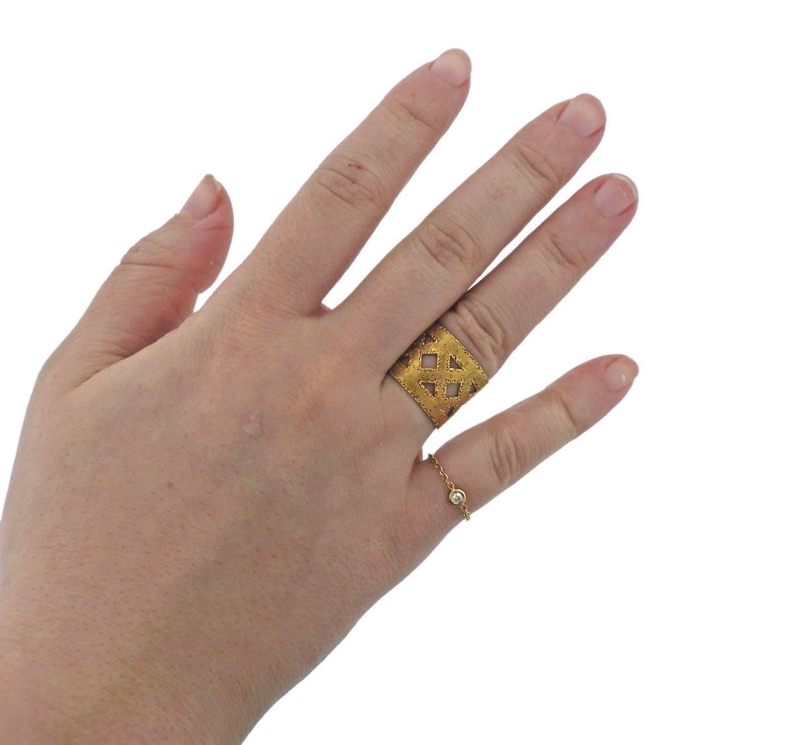 Buccellati Yellow Gold Wide Band Ring In Excellent Condition In Lambertville, NJ