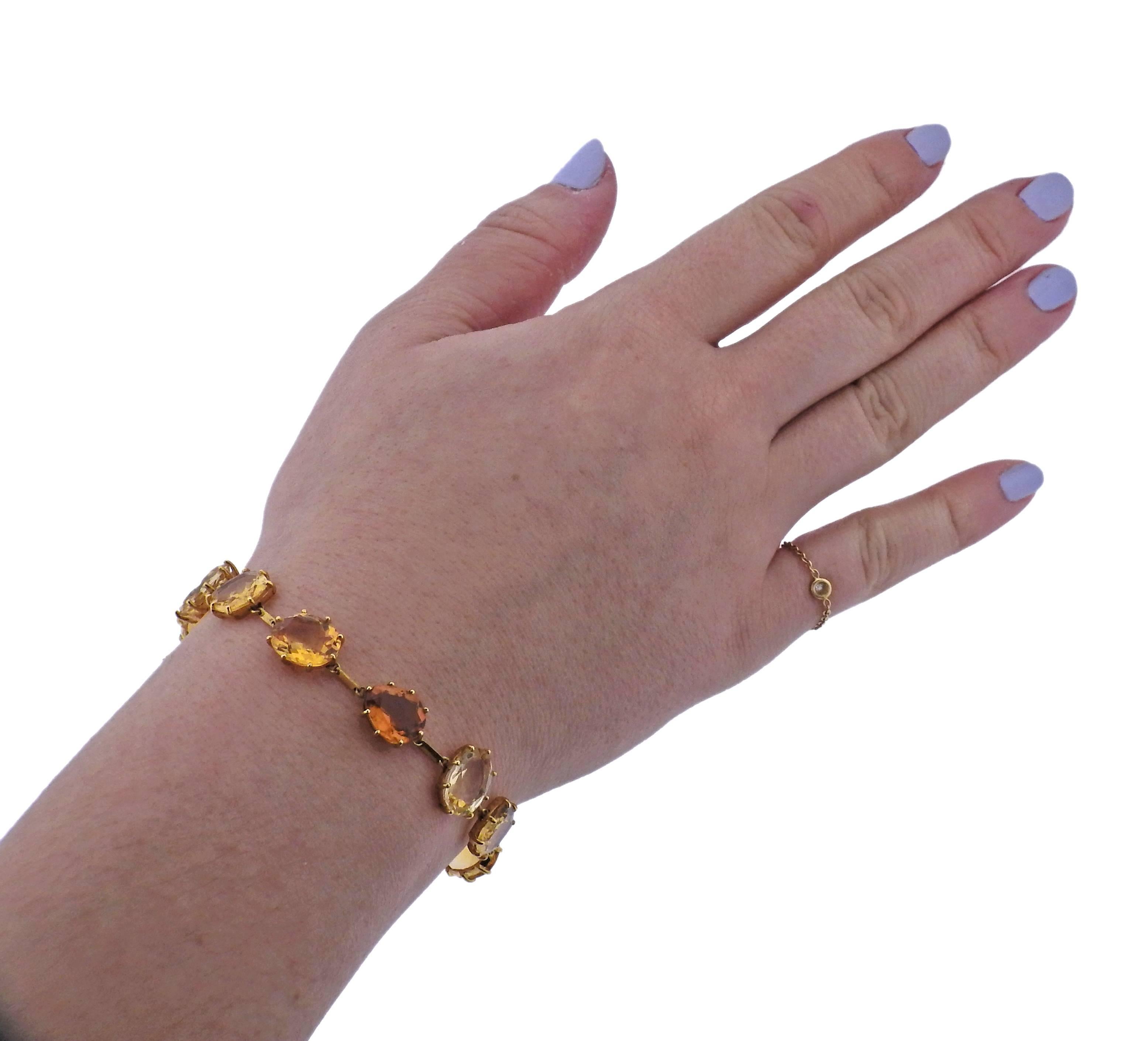 H. Stern Sunrise Citrine Quartz Diamond Gold Bracelet In Excellent Condition In Lambertville, NJ