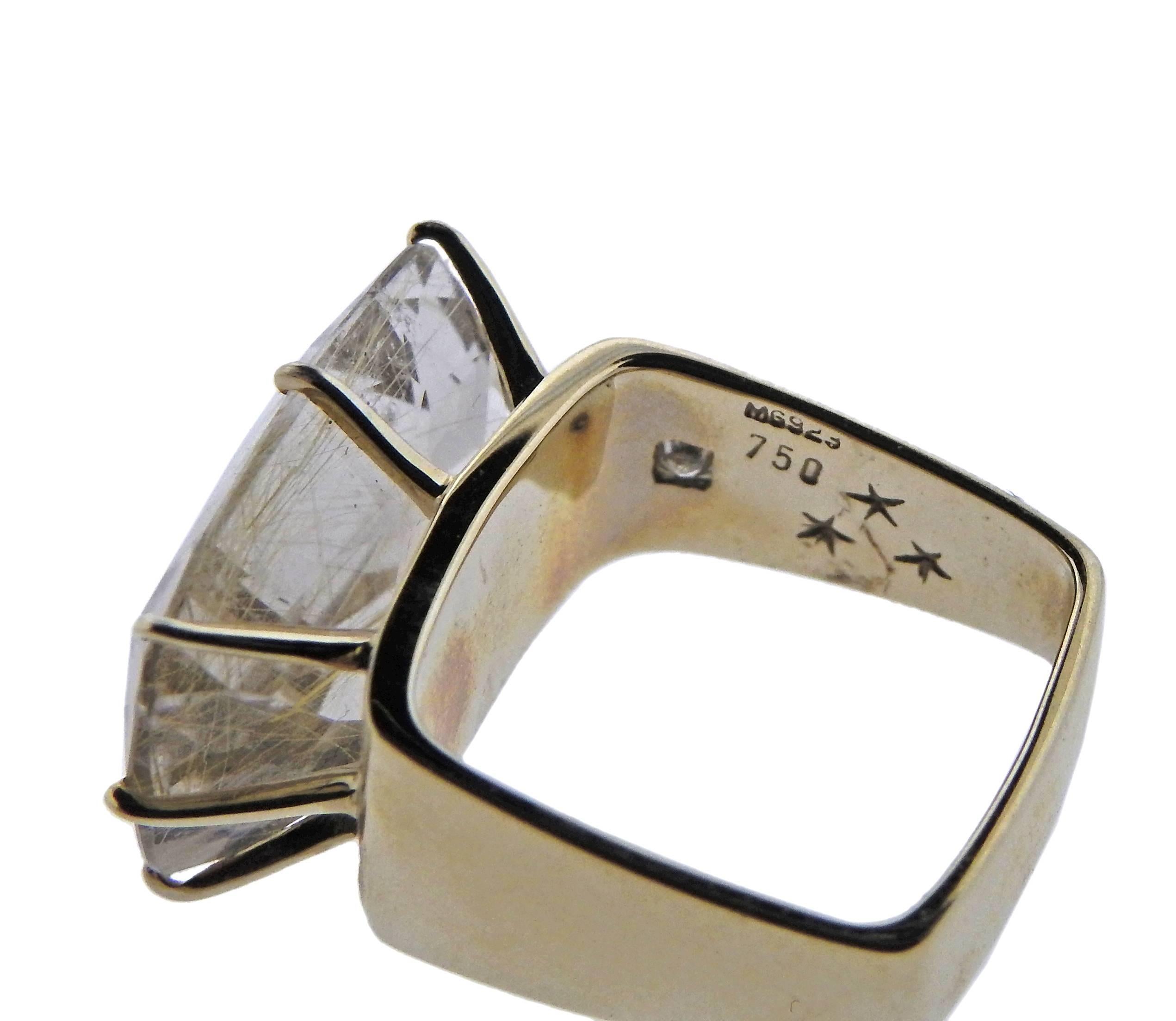 Women's H. Stern Sunrise Rutilated Quartz Diamond Gold Ring