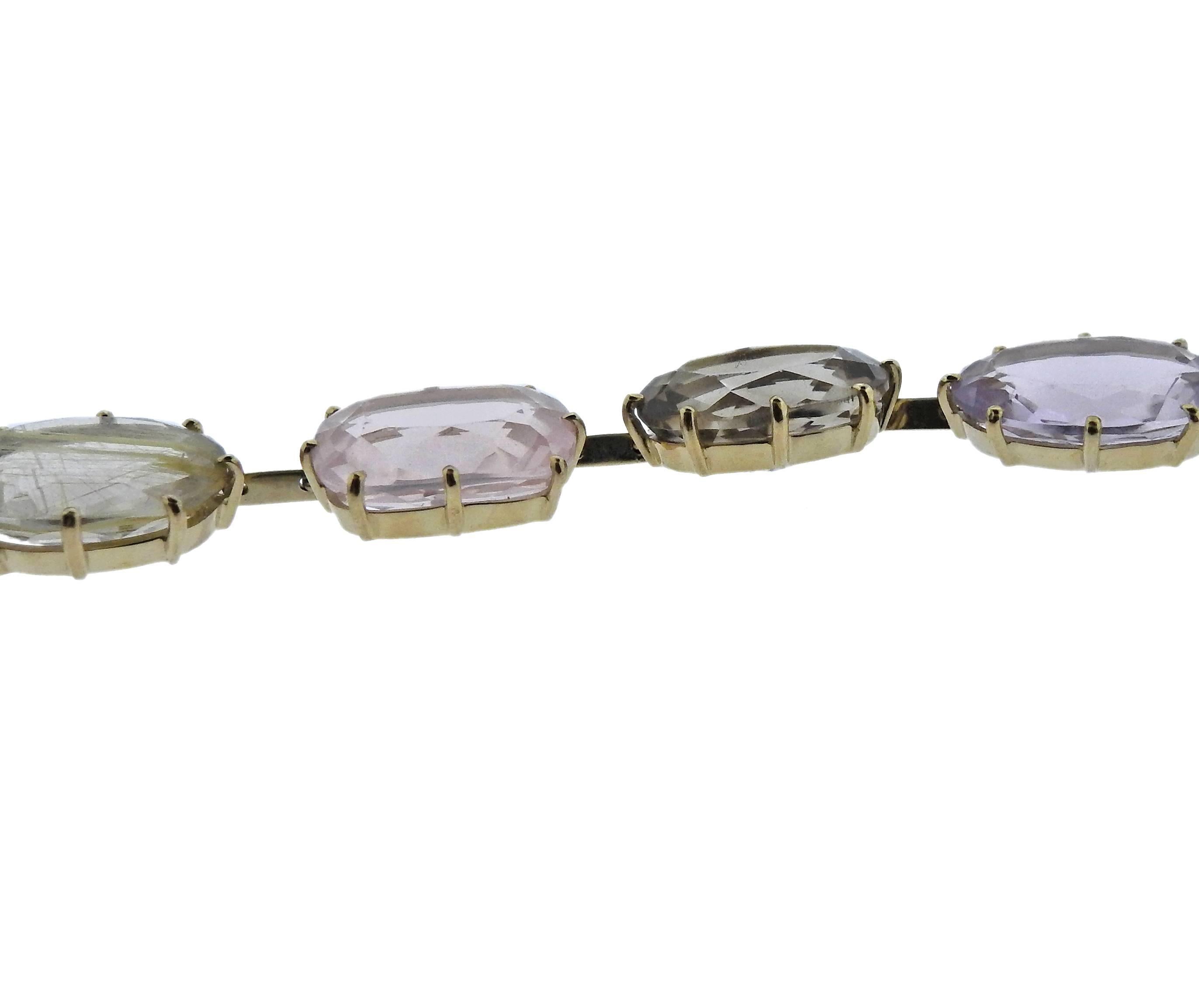 H. Stern Sunrise Quartz Amethyst Diamond Gold Necklace In Excellent Condition In Lambertville, NJ
