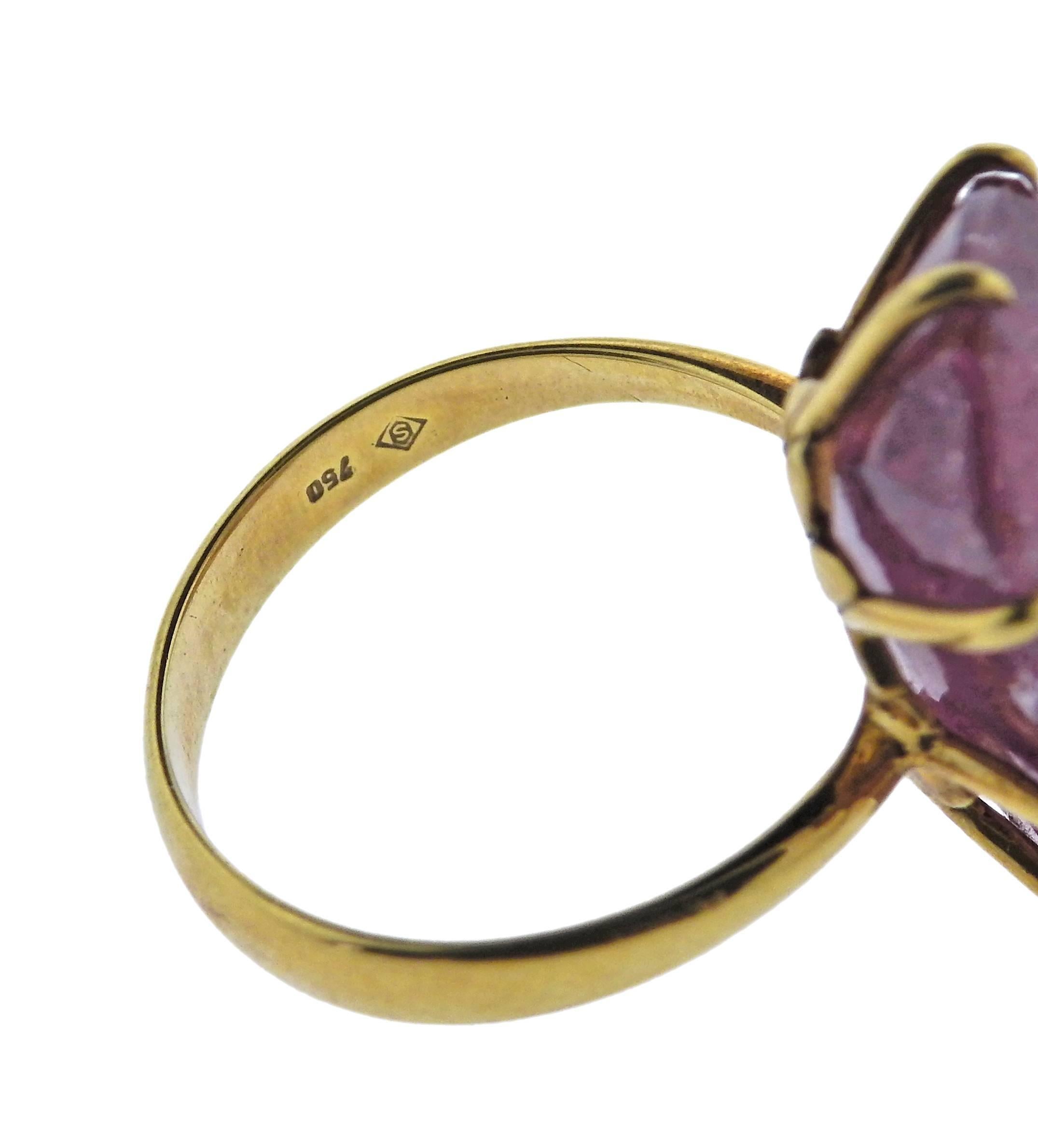 H. Stern Sunrise Pink Tourmaline Gold Ring In Excellent Condition In Lambertville, NJ