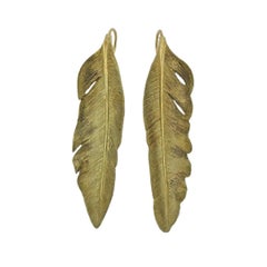 1991 Angela Cummings Gold Feather Earrings