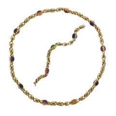 Bulgari Amethyst Tourmaline Citrine Peridot Gold Necklace Bracelet Suite