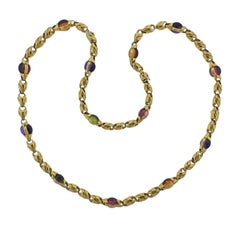 Bulgari Suite aus Halskette und Goldarmband mit Amethyst, Turmalin, Citrin und Peridot