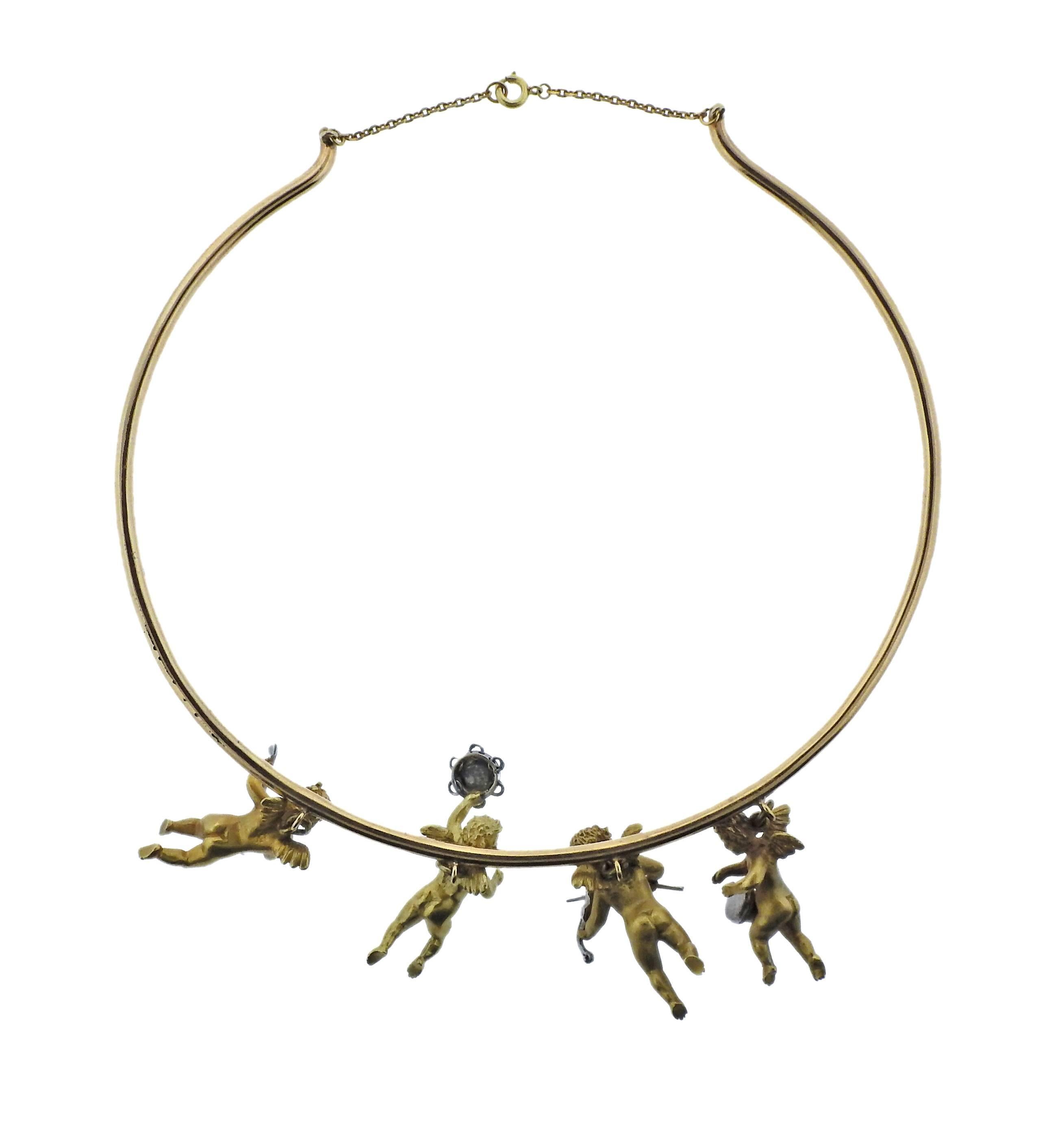 Women's Cherub Charm Gold Necklace