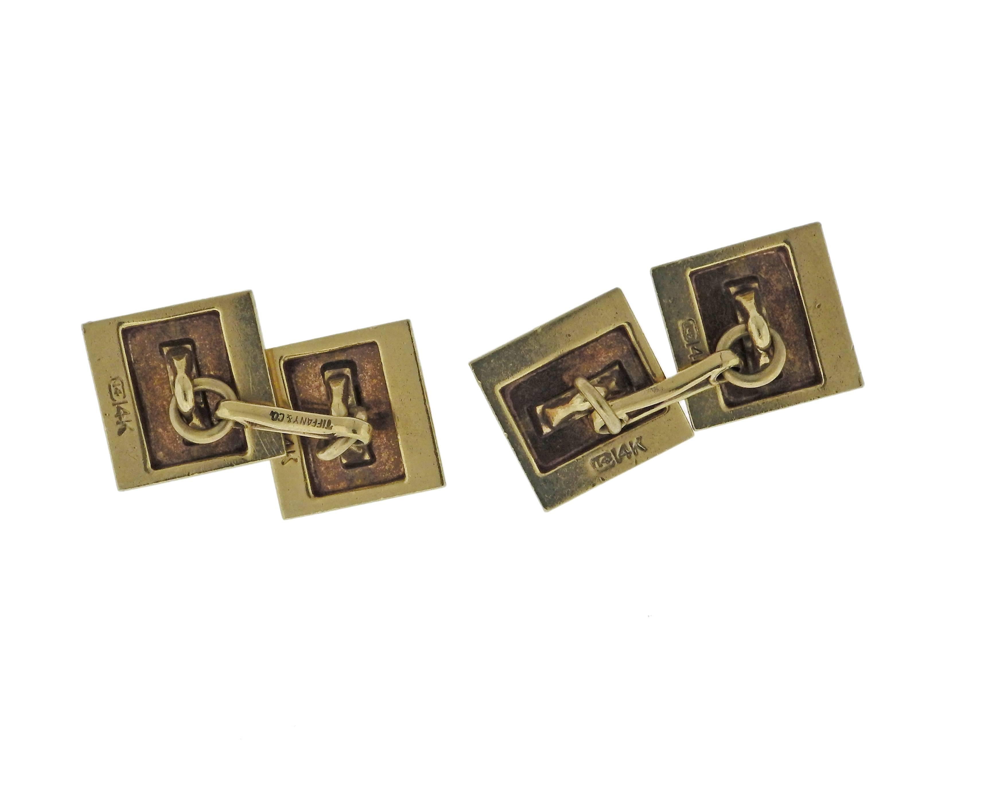 Tiffany & Co. Gold Square Cufflinks In Excellent Condition In Lambertville, NJ