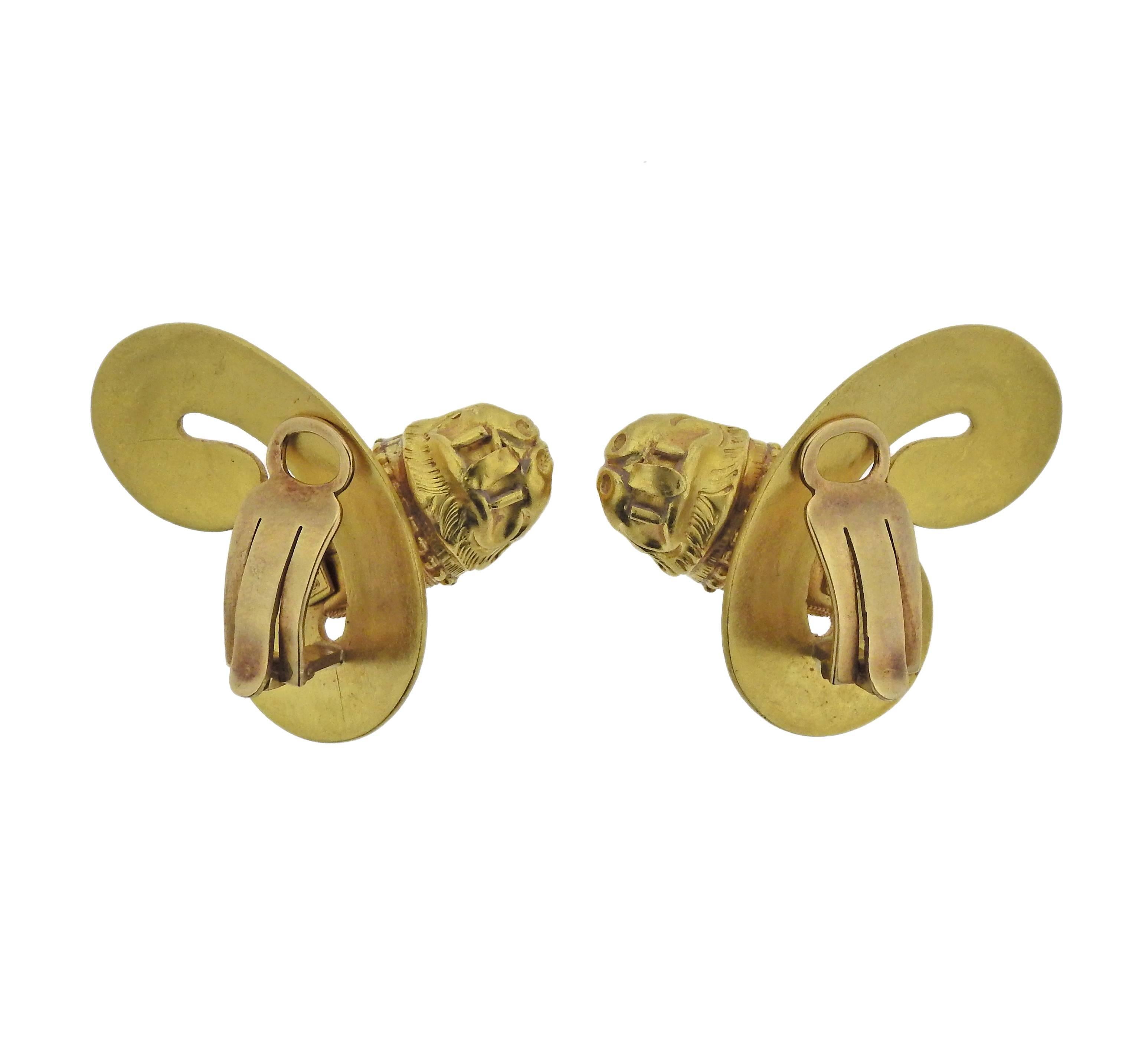 Lalaounis Greece Chimera Gold Earrings 1